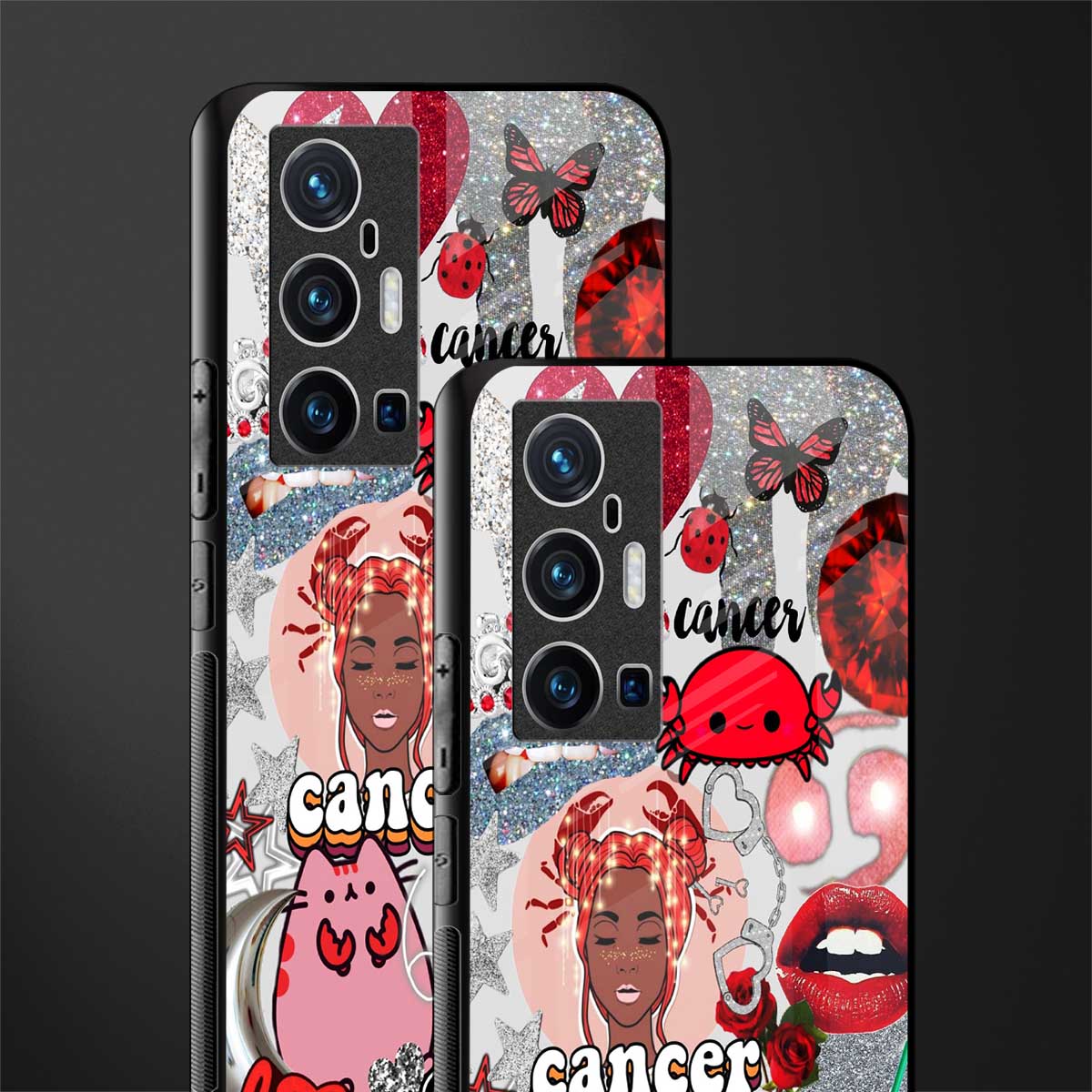 cancer aesthetic collage glass case for vivo x70 pro plus image-2