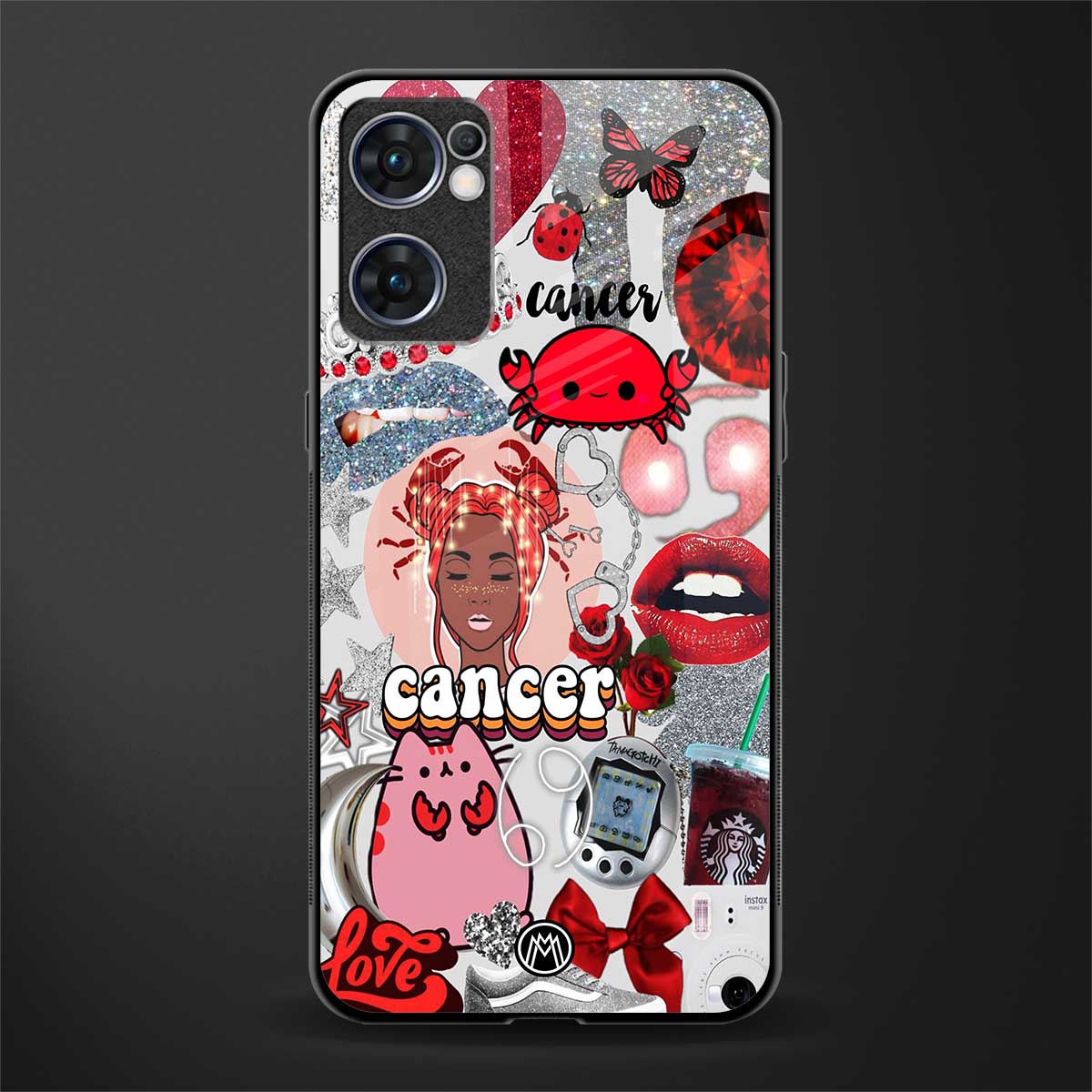 cancer aesthetic collage glass case for oppo reno7 5g image