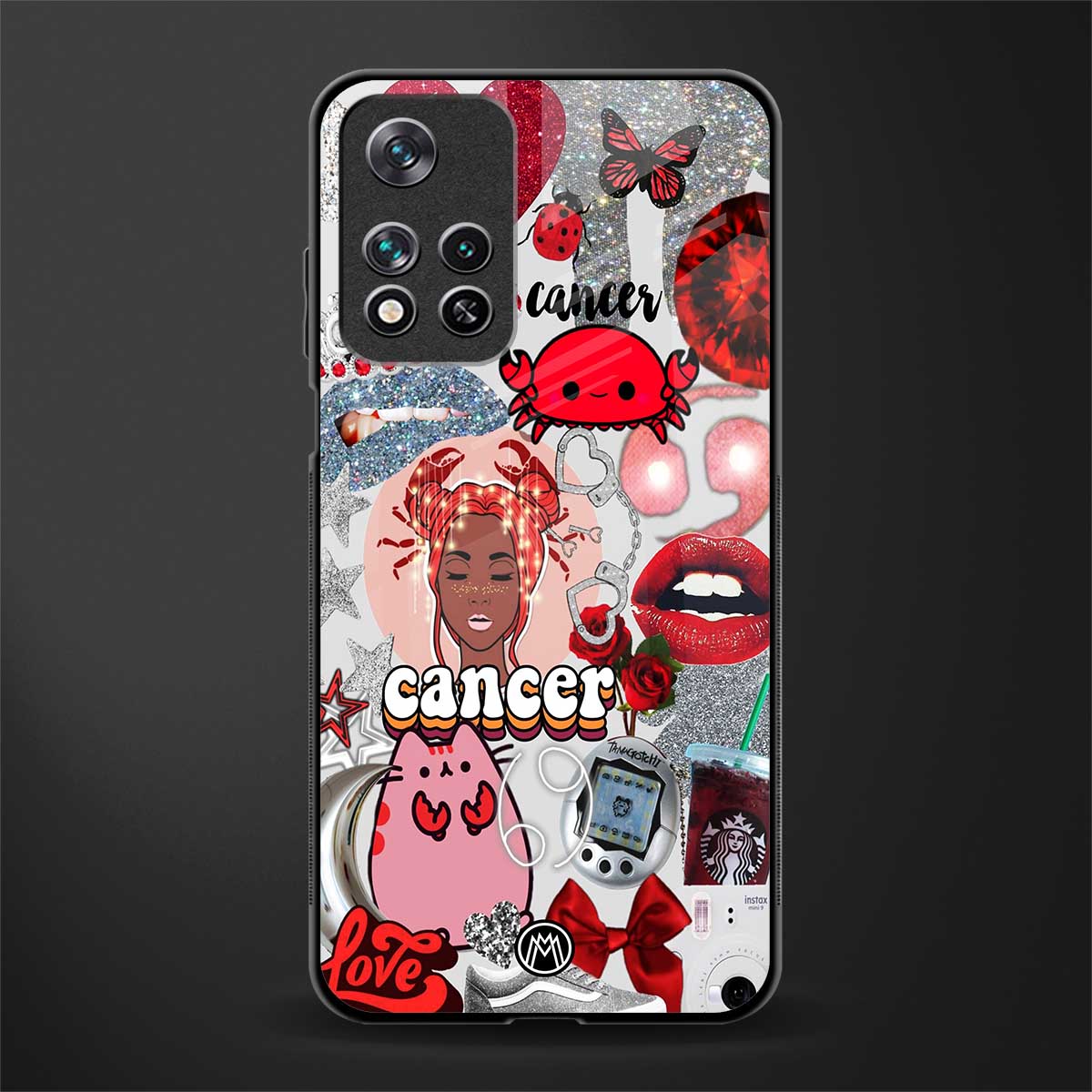 cancer aesthetic collage glass case for poco m4 pro 5g image