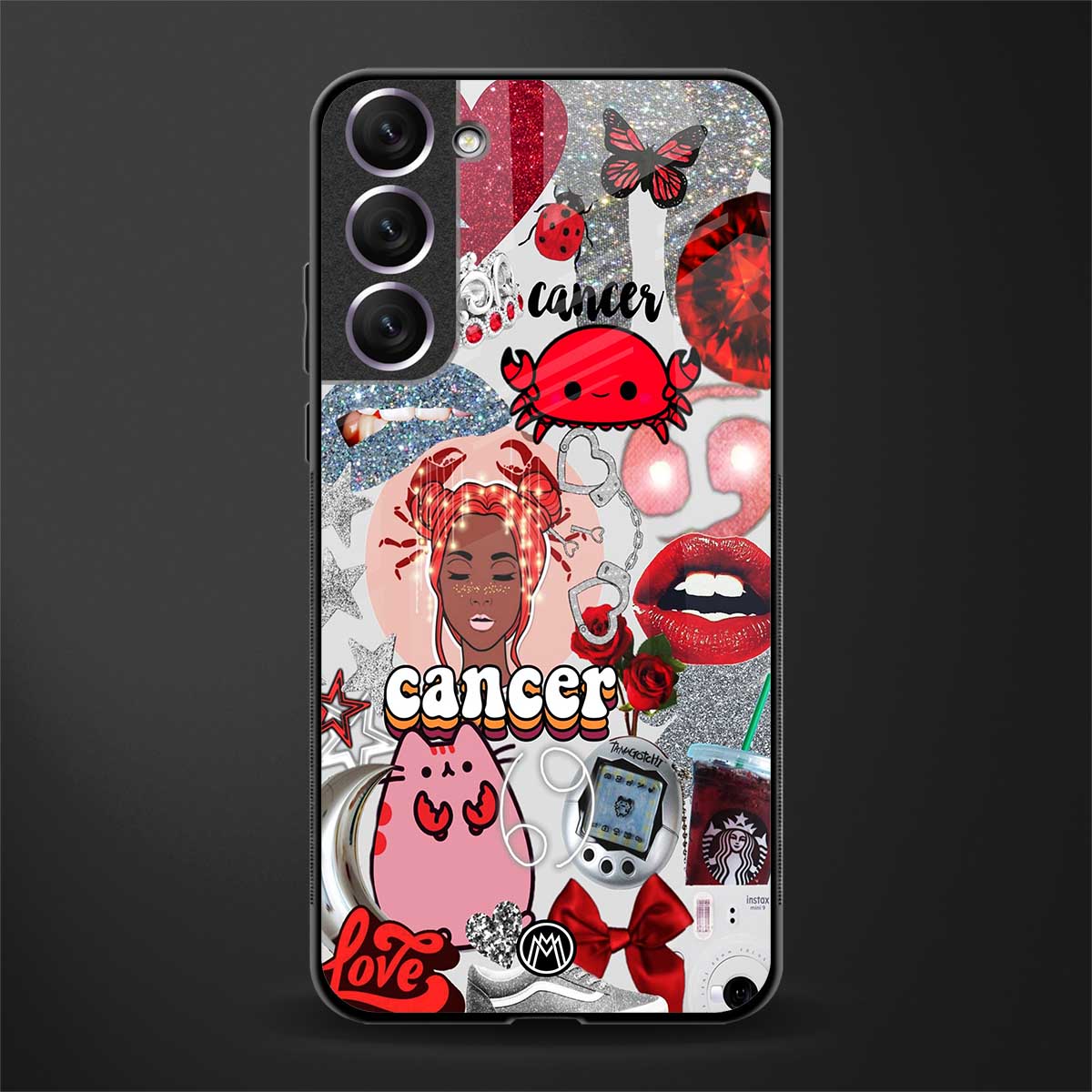 cancer aesthetic collage glass case for samsung galaxy s21 fe 5g image