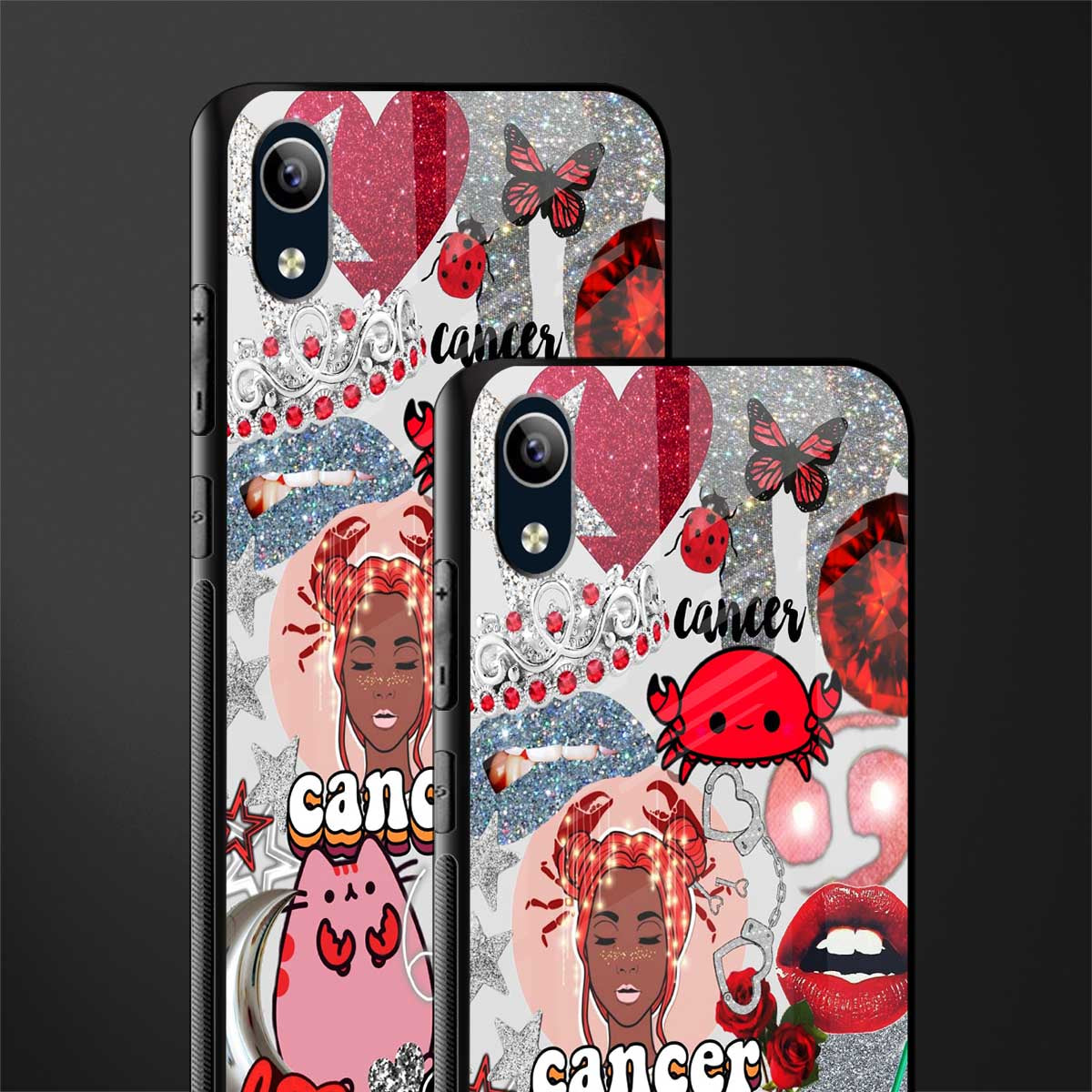 cancer aesthetic collage glass case for vivo y1s without fingerprint image-2