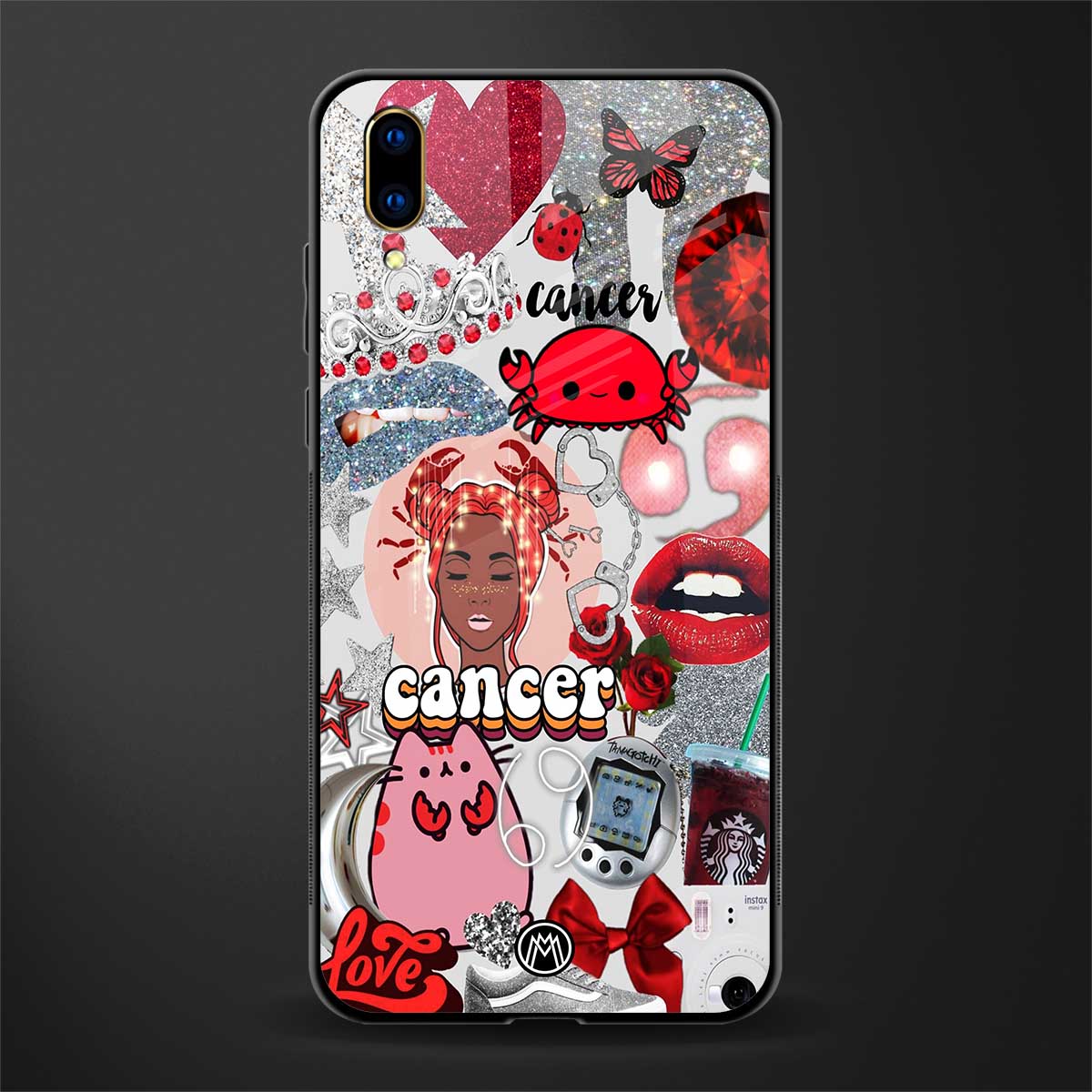 cancer aesthetic collage glass case for vivo v11 pro image