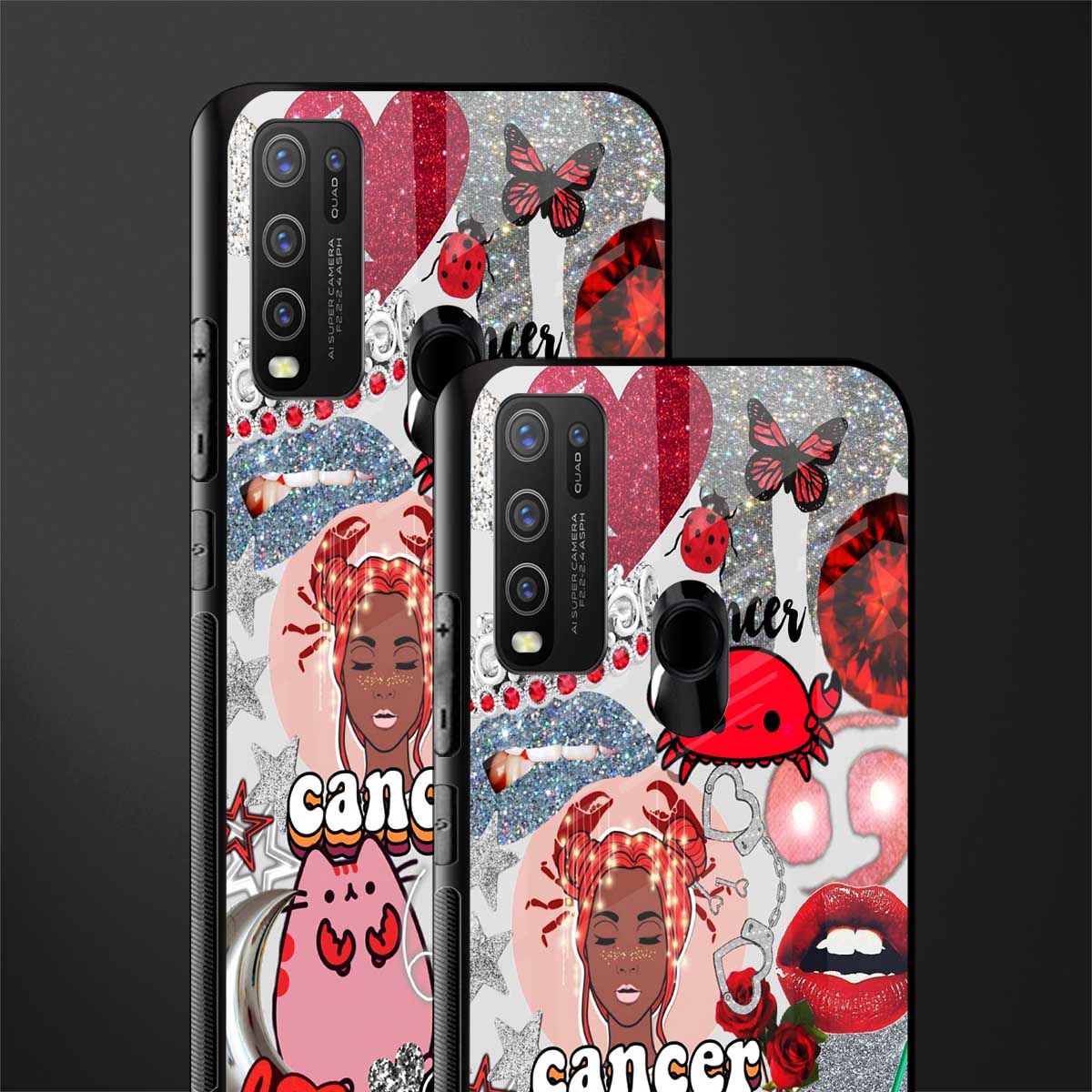 cancer aesthetic collage glass case for vivo y30 image-2