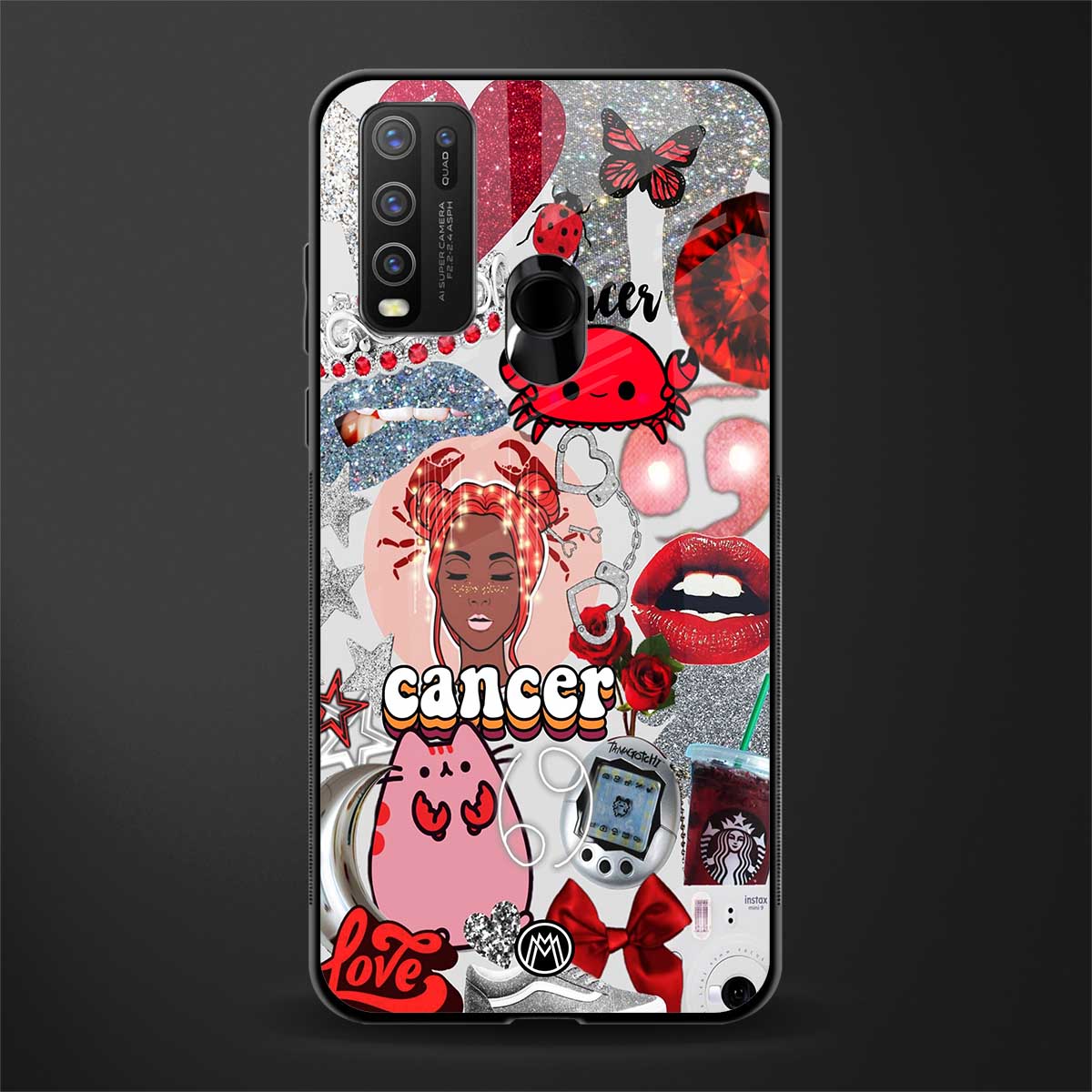 cancer aesthetic collage glass case for vivo y50 image