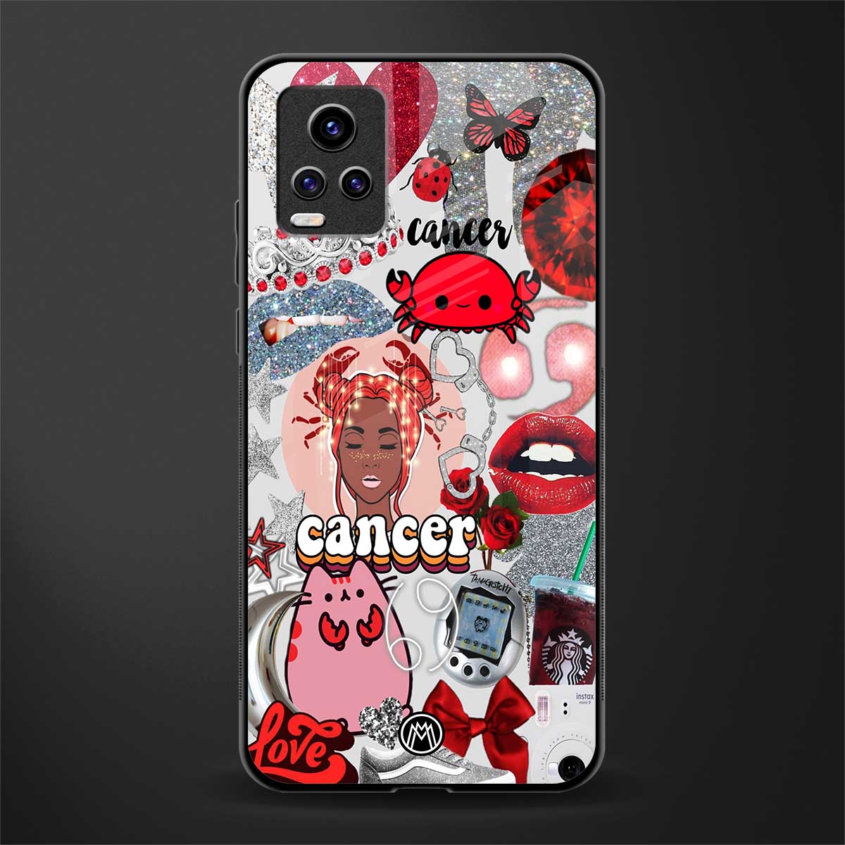 cancer aesthetic collage glass case for vivo v20 image