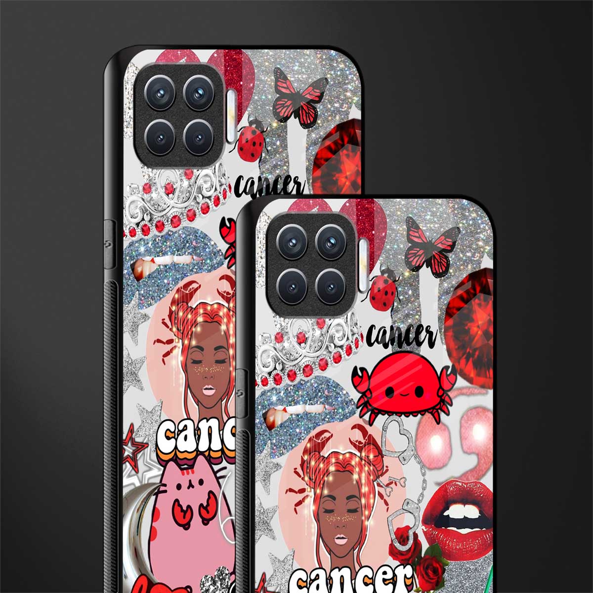 cancer aesthetic collage glass case for oppo f17 image-2