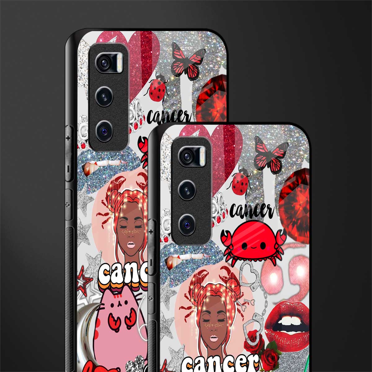 cancer aesthetic collage glass case for vivo v20 se image-2