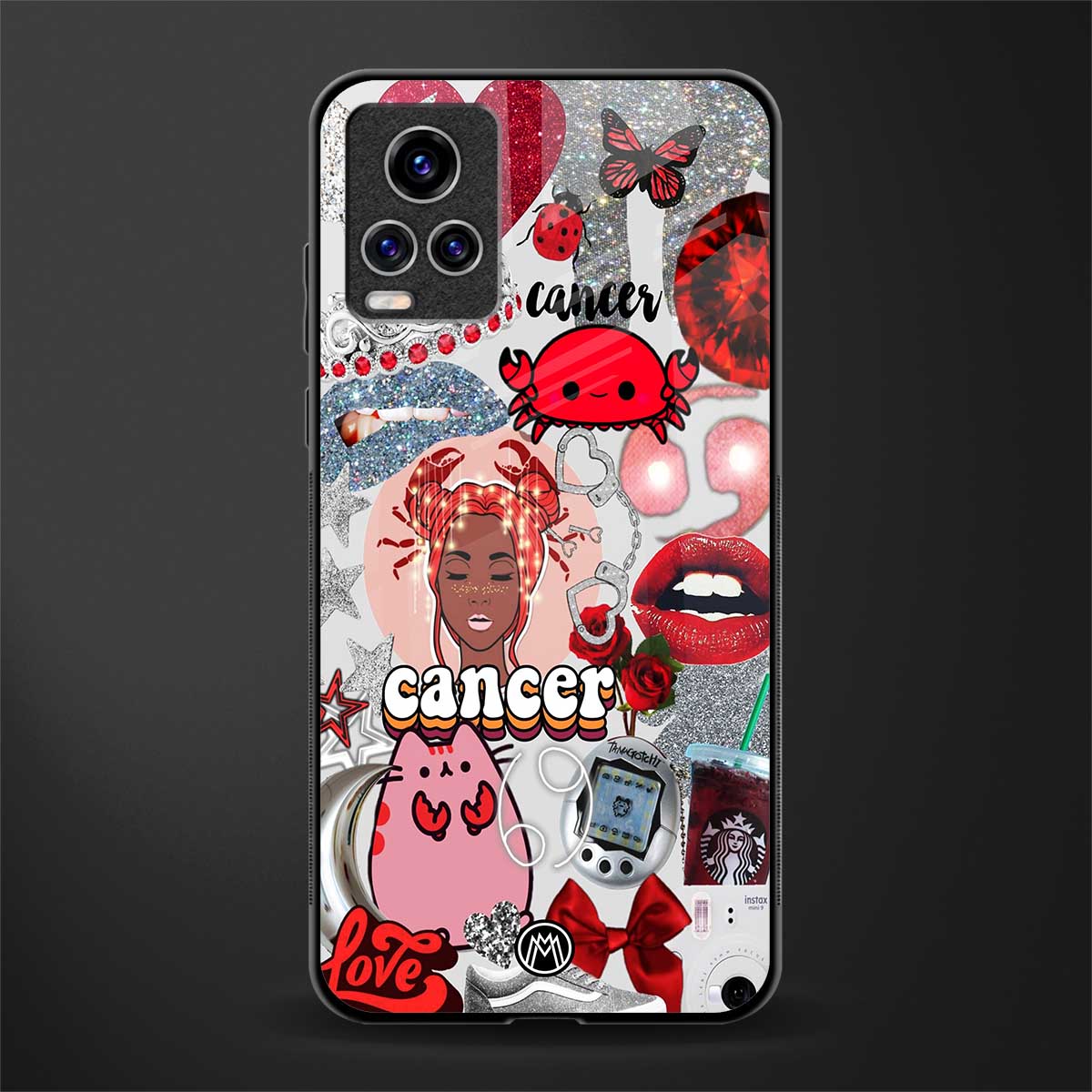 cancer aesthetic collage glass case for vivo v20 pro image