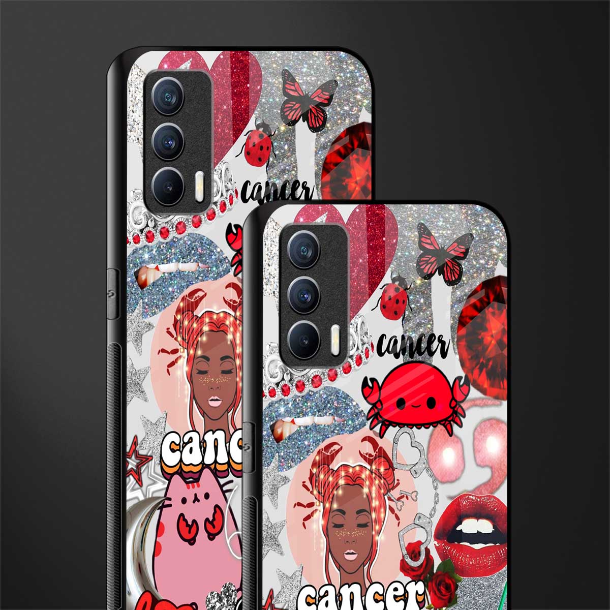 cancer aesthetic collage glass case for realme x7 image-2