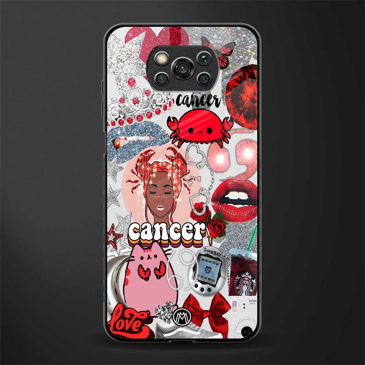cancer aesthetic collage glass case for poco x3 pro image