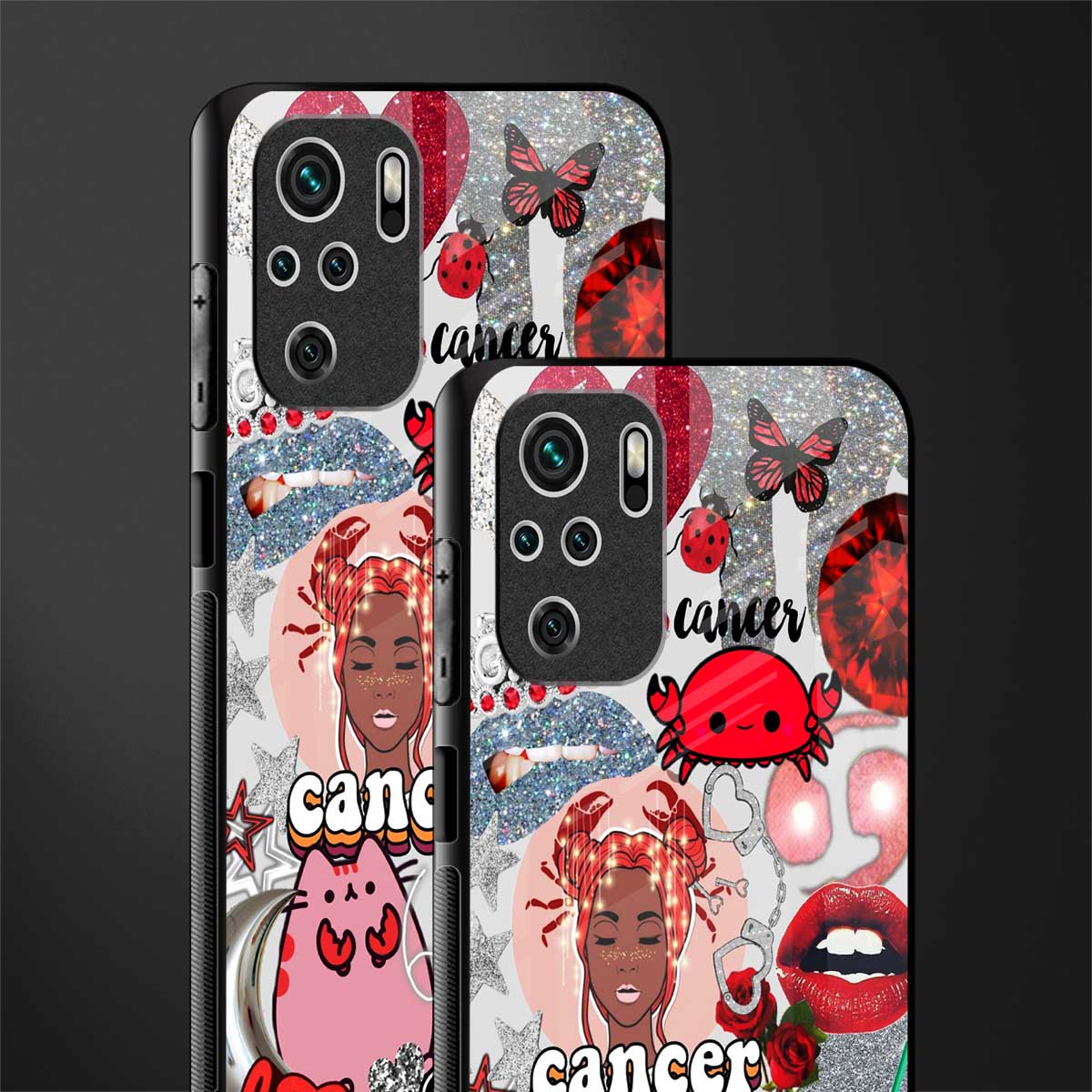 cancer aesthetic collage glass case for redmi note 10s image-2