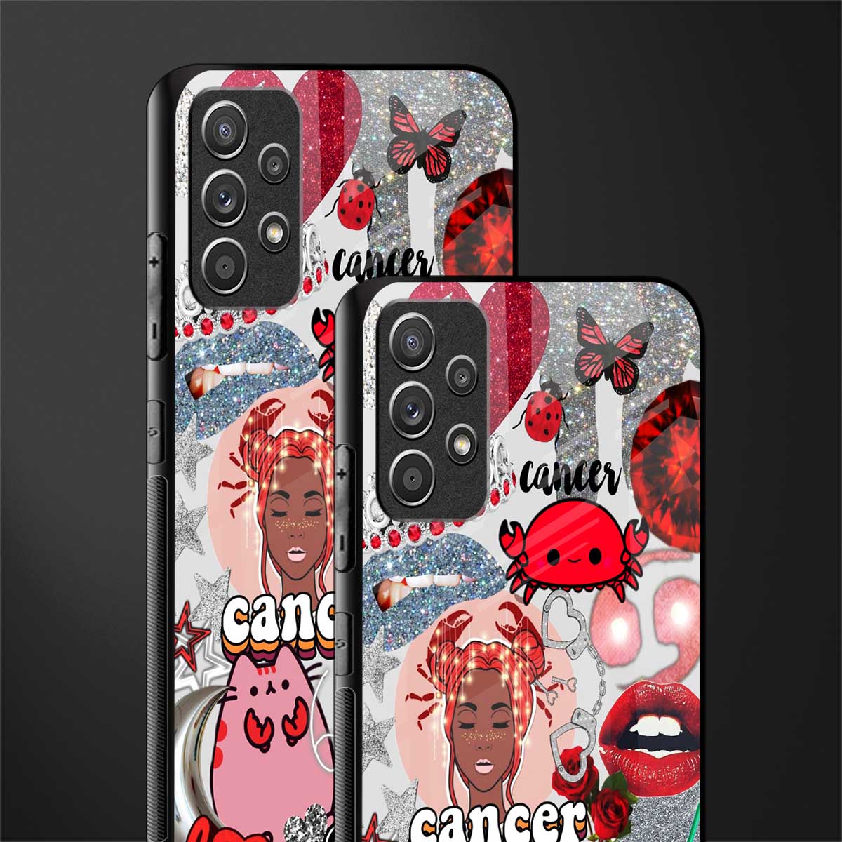 cancer aesthetic collage glass case for samsung galaxy a52 image-2