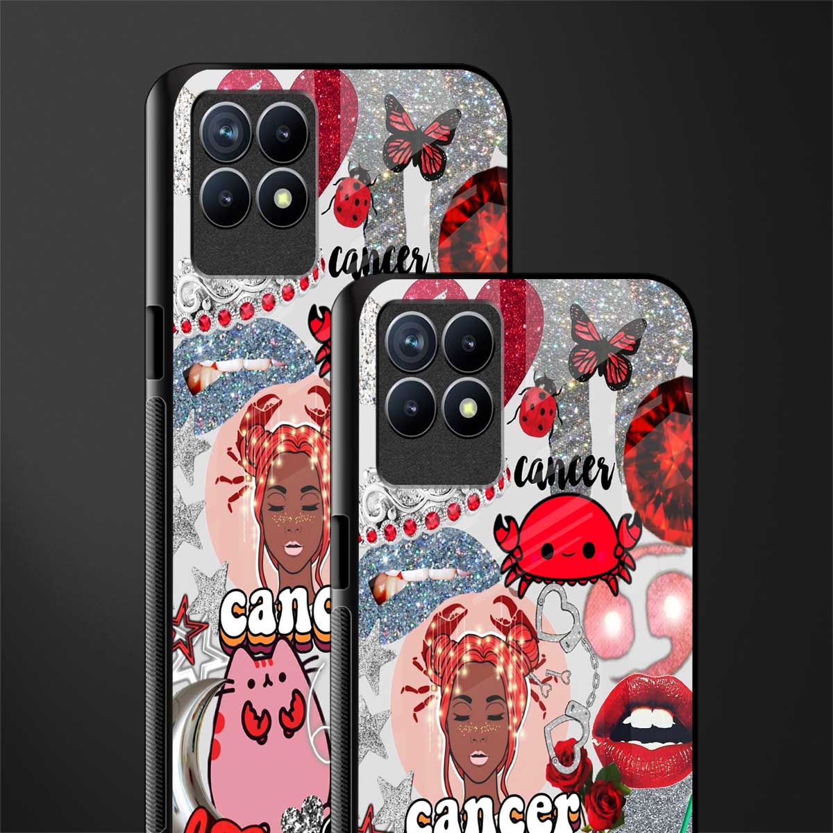 cancer aesthetic collage glass case for realme 8i image-2