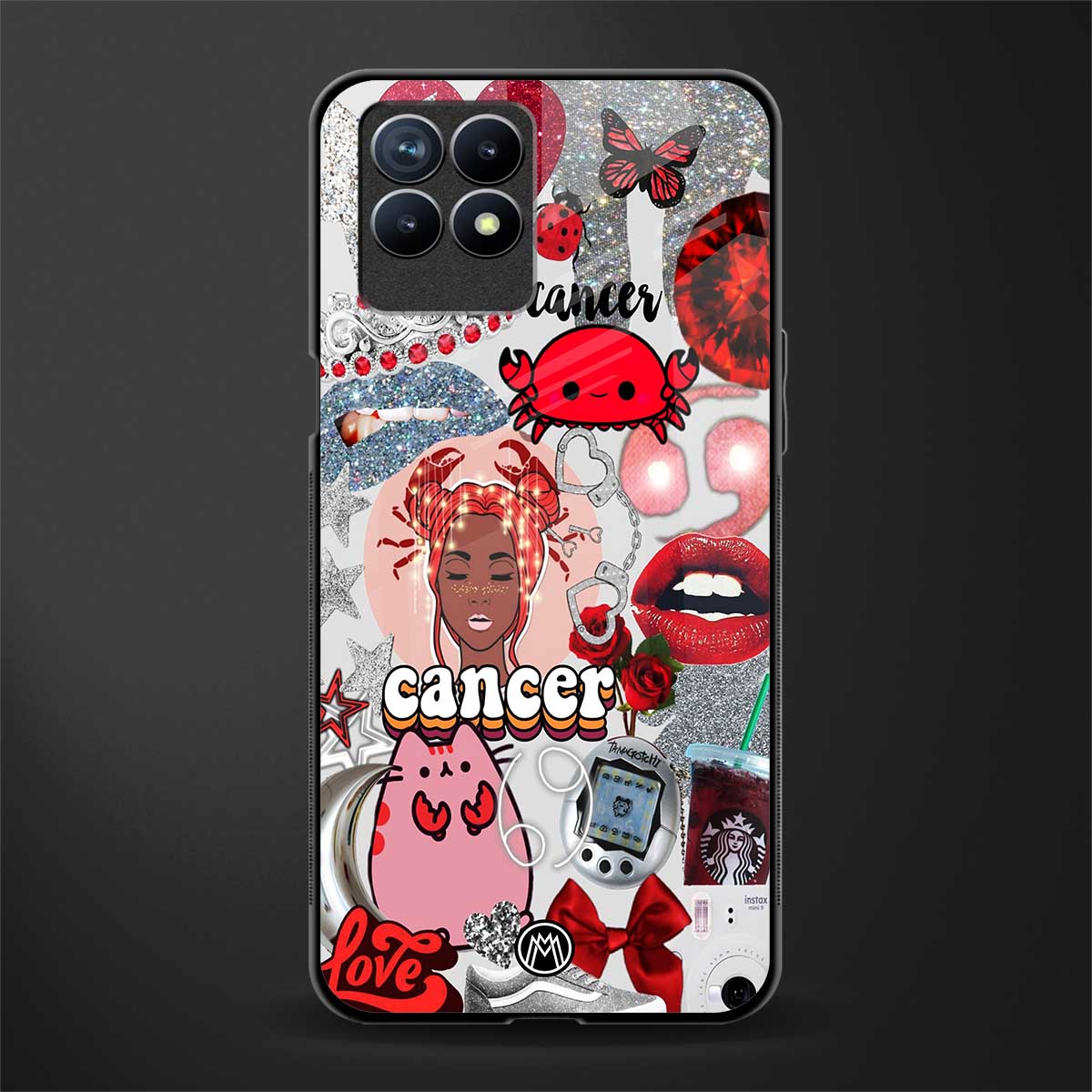 cancer aesthetic collage glass case for realme 8i image