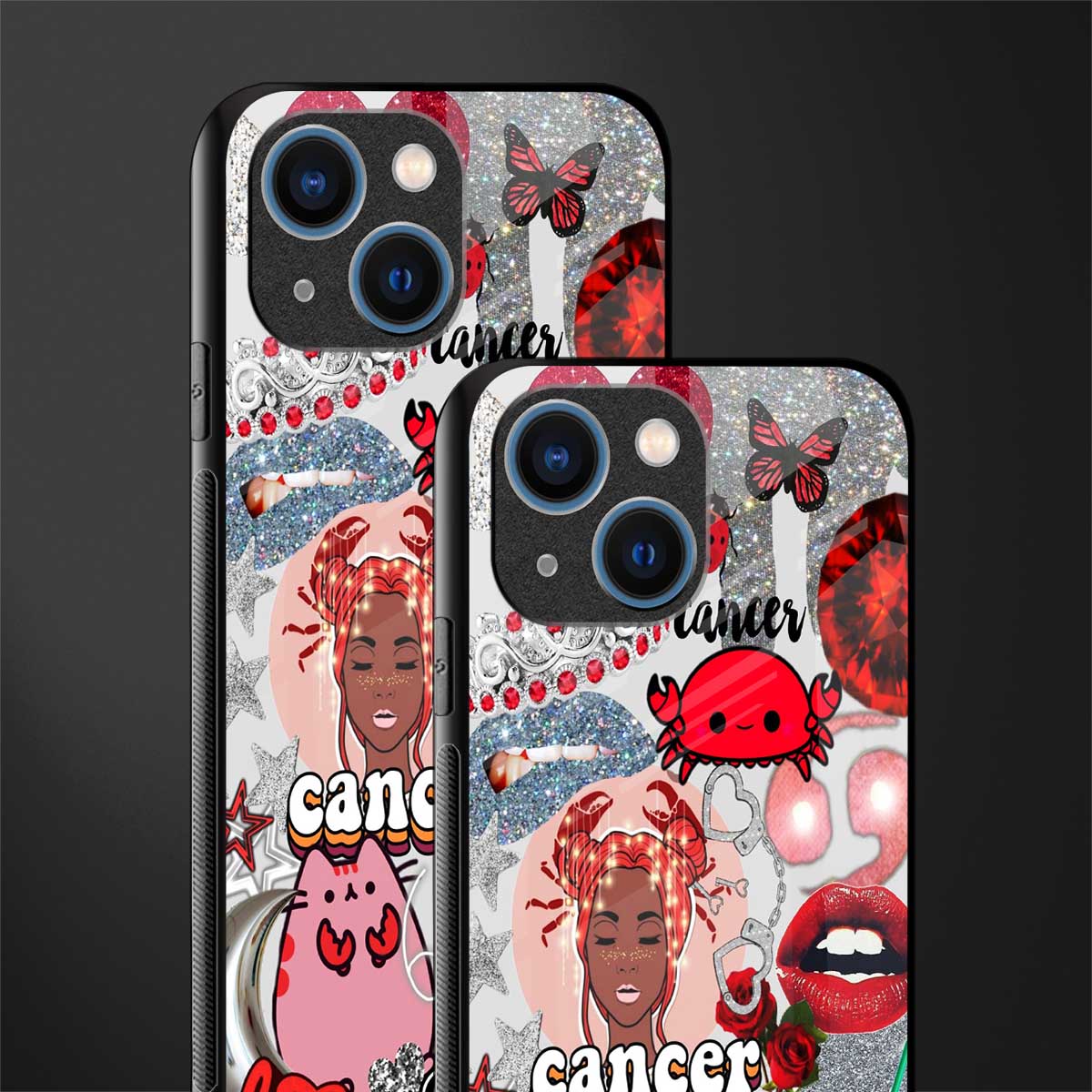 cancer aesthetic collage glass case for iphone 13 mini image-2