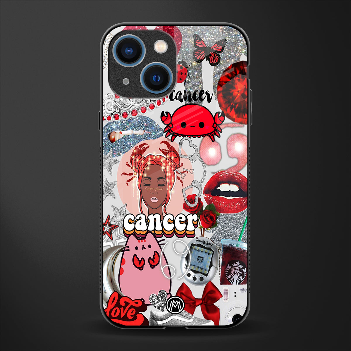 cancer aesthetic collage glass case for iphone 13 mini image