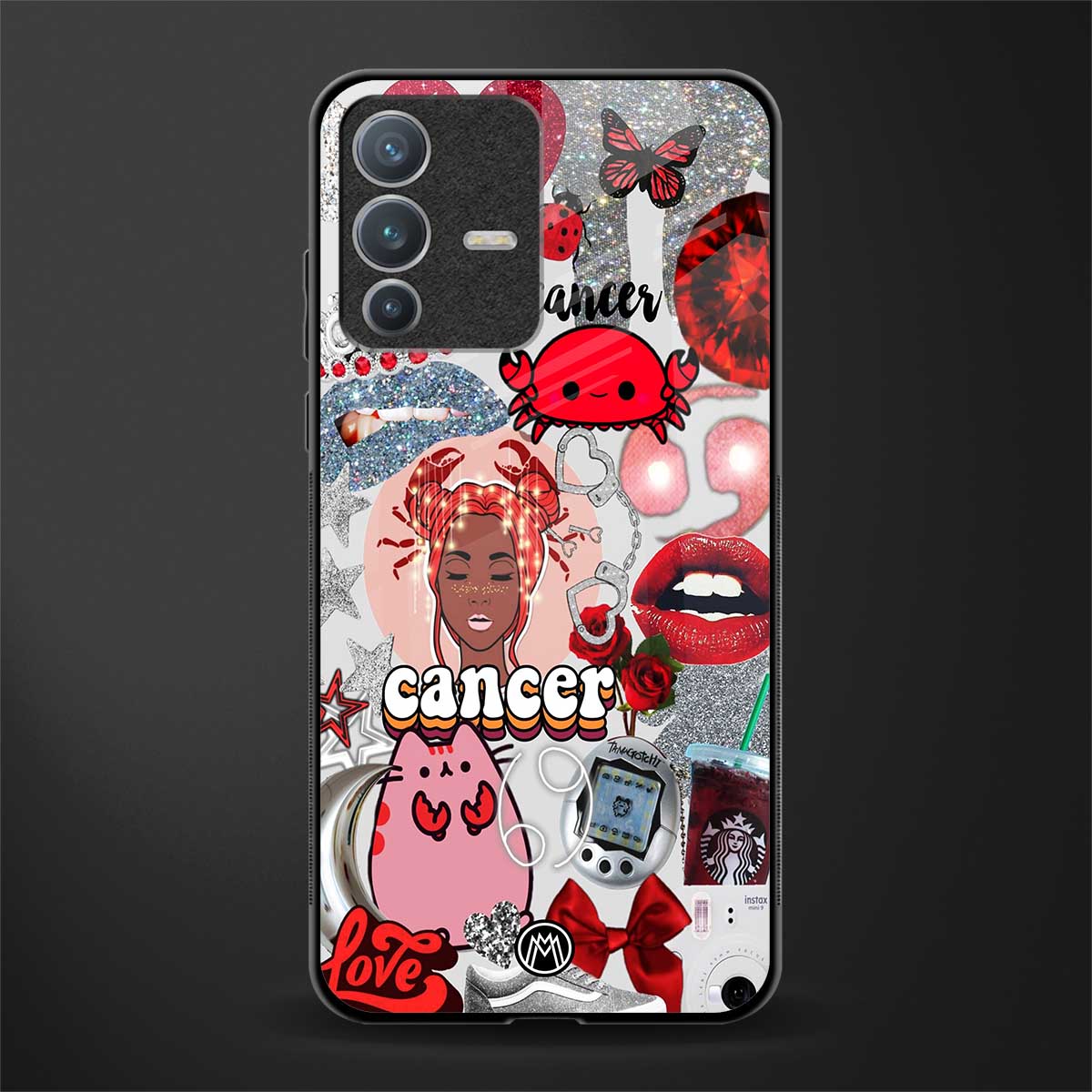 cancer aesthetic collage glass case for vivo v23 pro 5g image