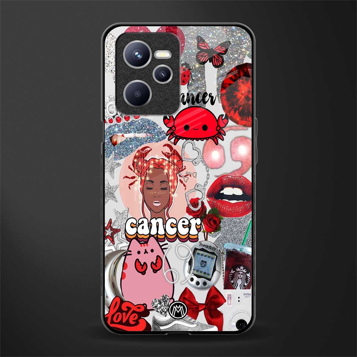 cancer aesthetic collage glass case for realme c35 image