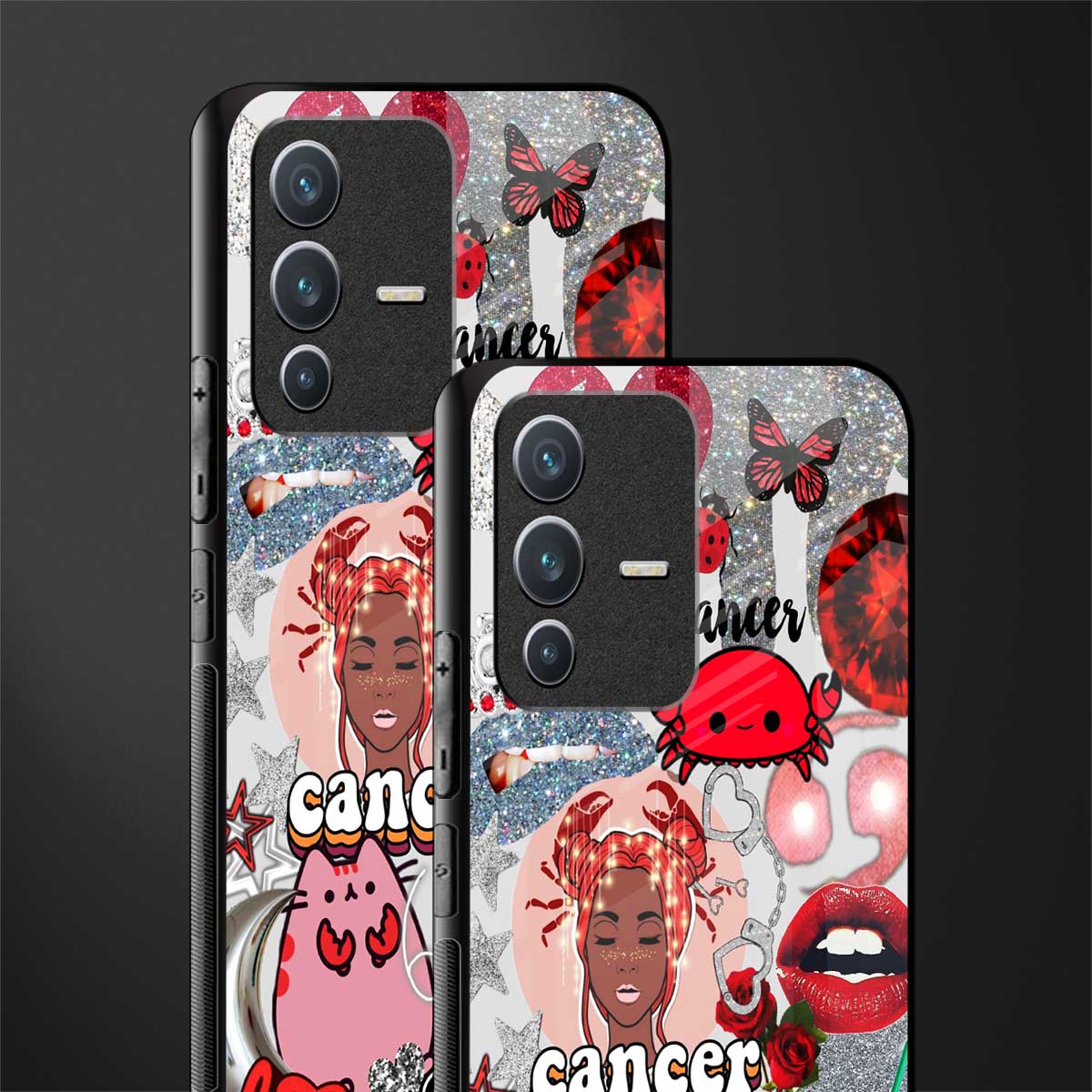 cancer aesthetic collage glass case for vivo v23 5g image-2