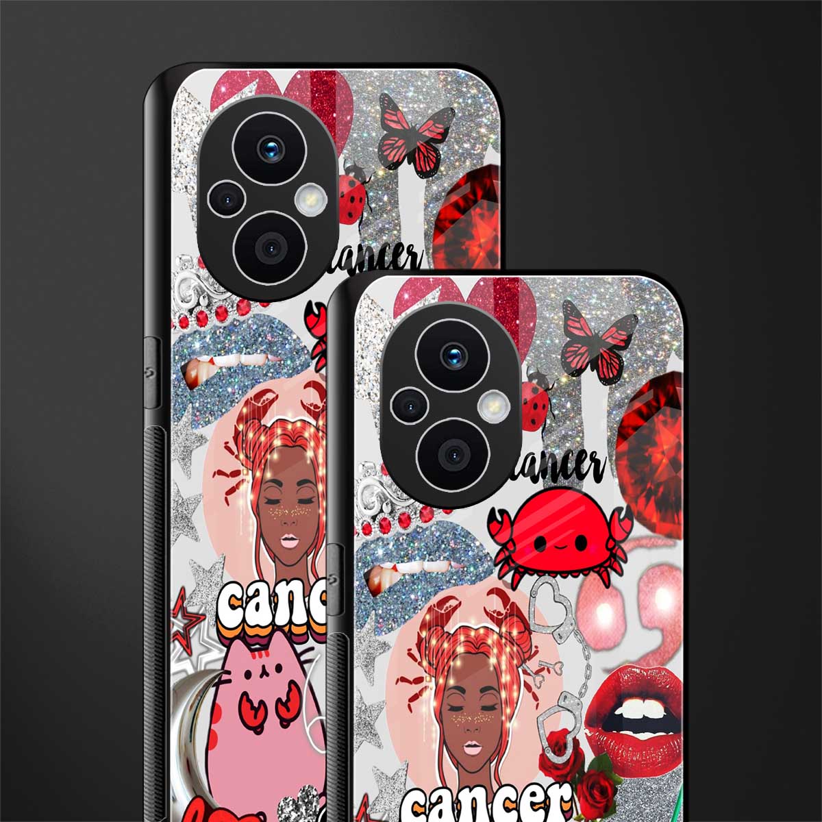 cancer aesthetic collage back phone cover | glass case for oppo f21 pro 5g