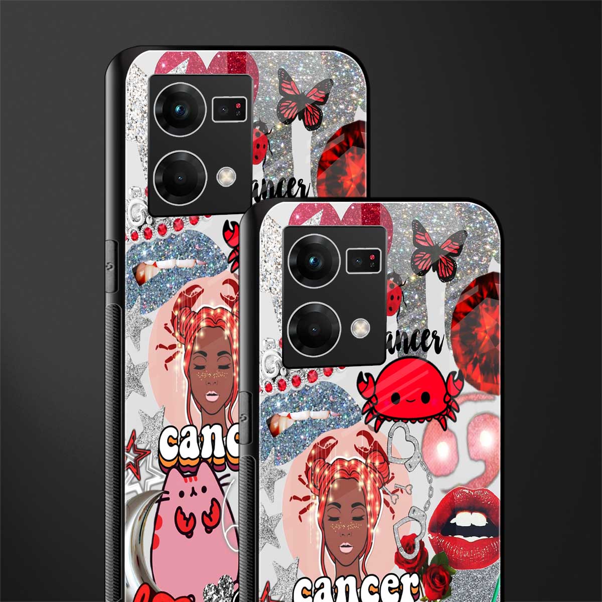 cancer aesthetic collage back phone cover | glass case for oppo f21 pro 4g