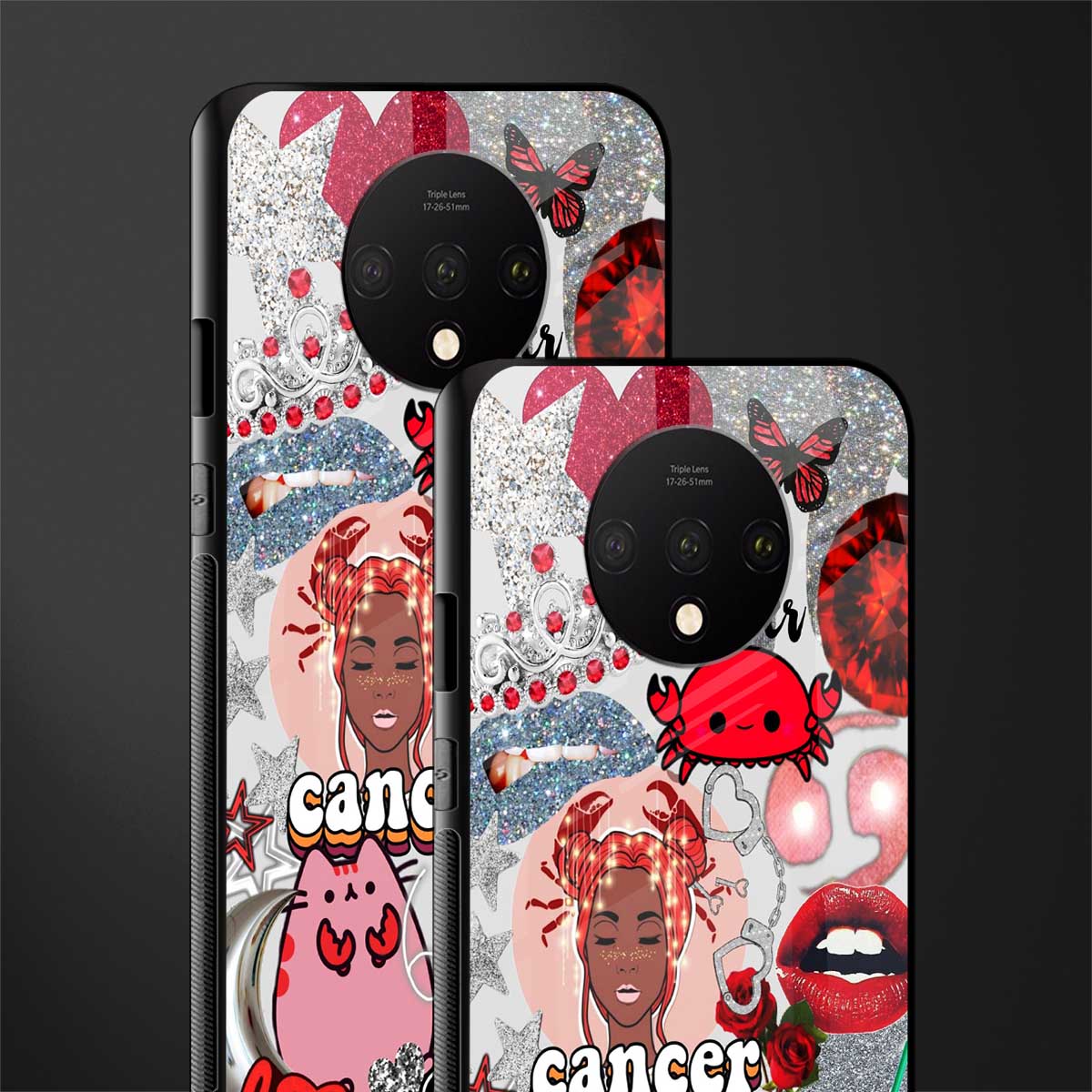 cancer aesthetic collage glass case for oneplus 7t image-2