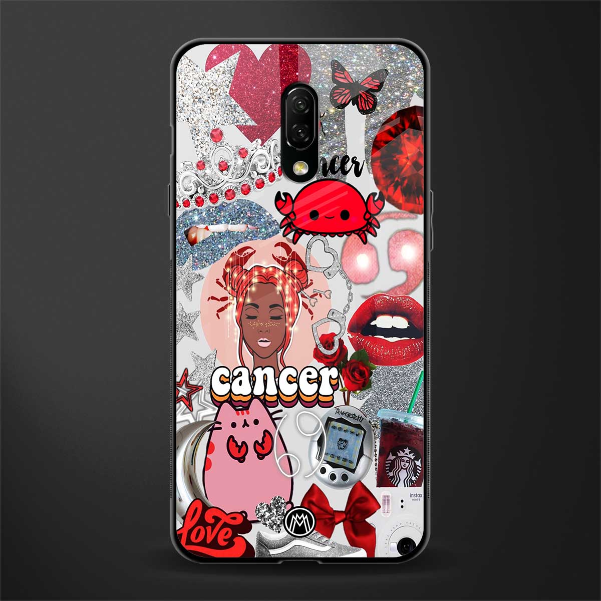 cancer aesthetic collage glass case for oneplus 7 image