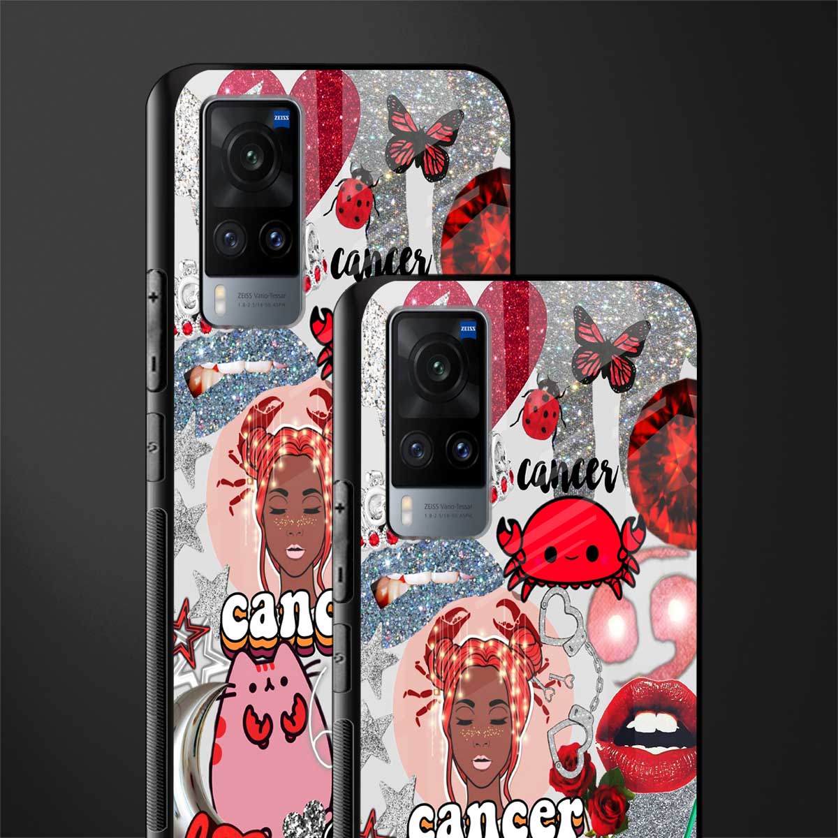 cancer aesthetic collage glass case for vivo x60 image-2