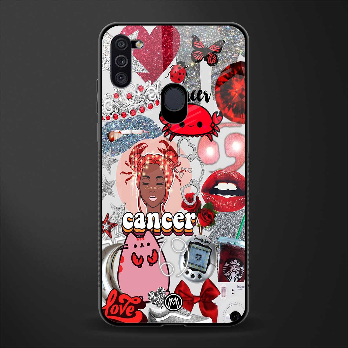 cancer aesthetic collage glass case for samsung galaxy m11 image