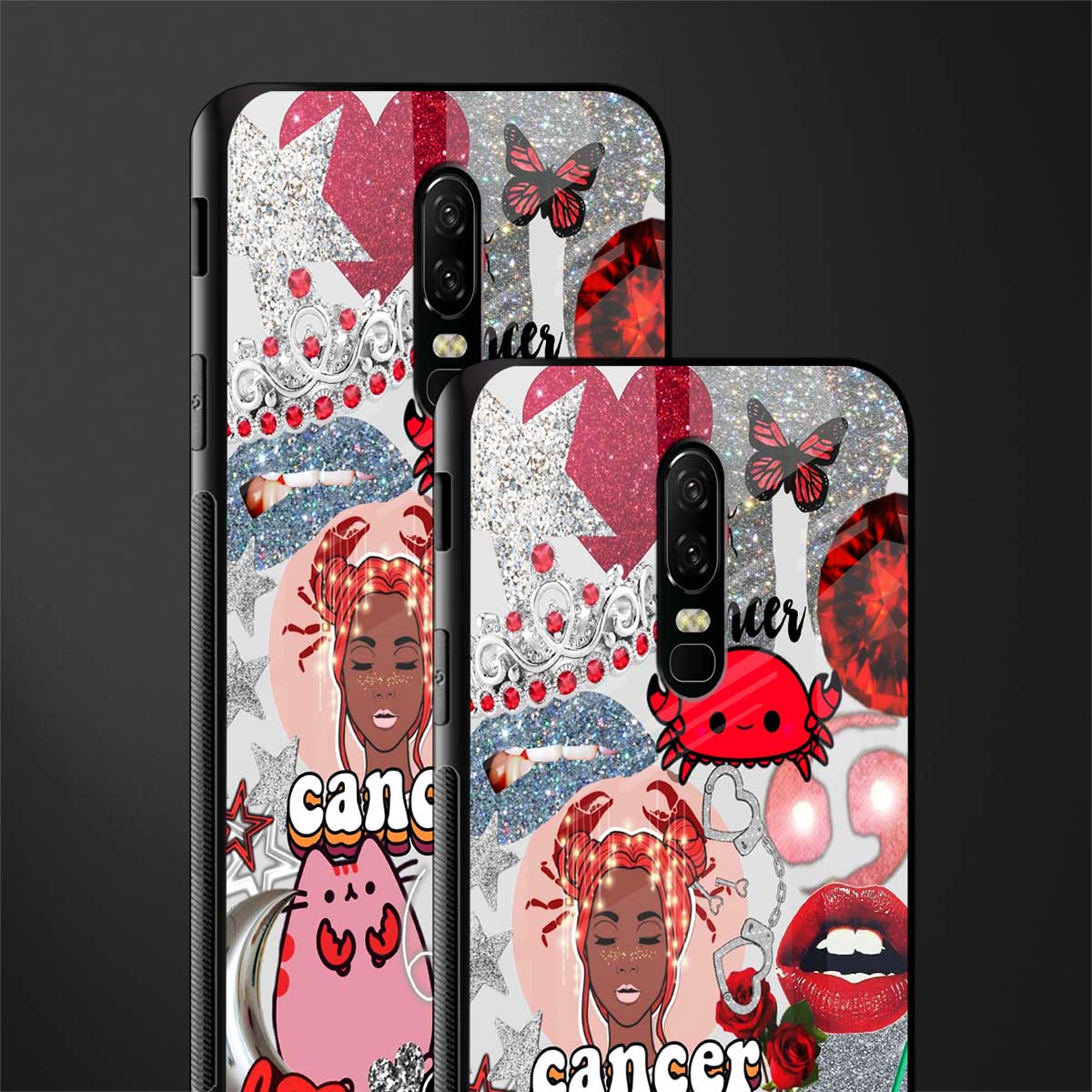 cancer aesthetic collage glass case for oneplus 6 image-2