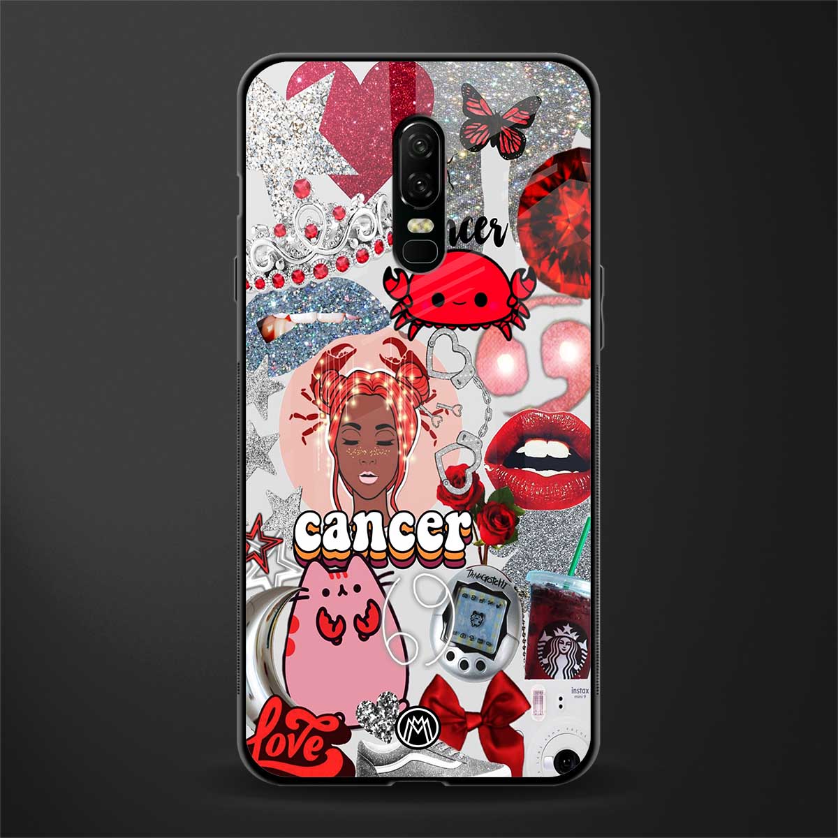 cancer aesthetic collage glass case for oneplus 6 image
