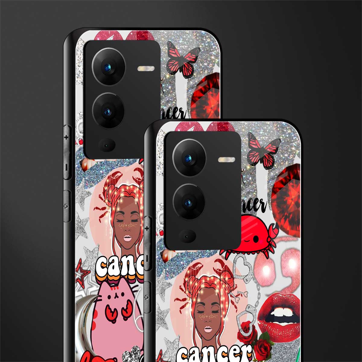 cancer aesthetic collage back phone cover | glass case for vivo v25 pro 5g