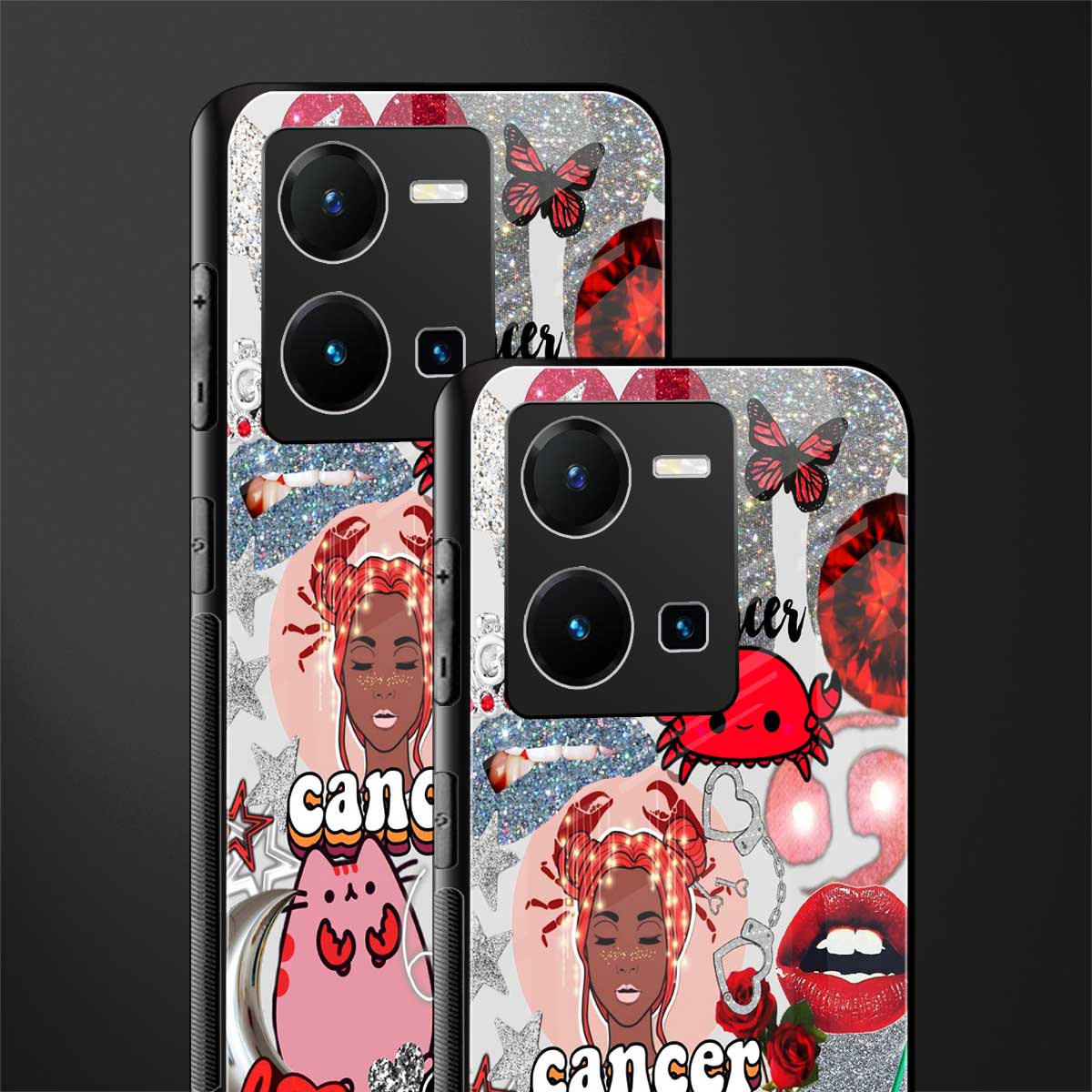 cancer aesthetic collage back phone cover | glass case for vivo y35 4g