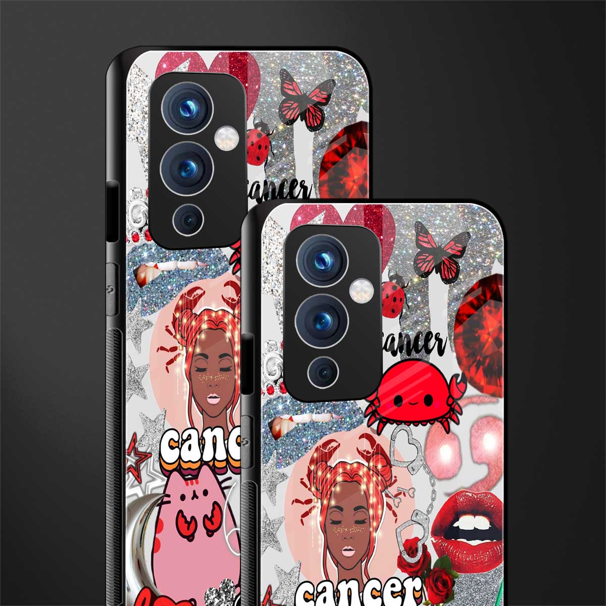 cancer aesthetic collage back phone cover | glass case for oneplus 9