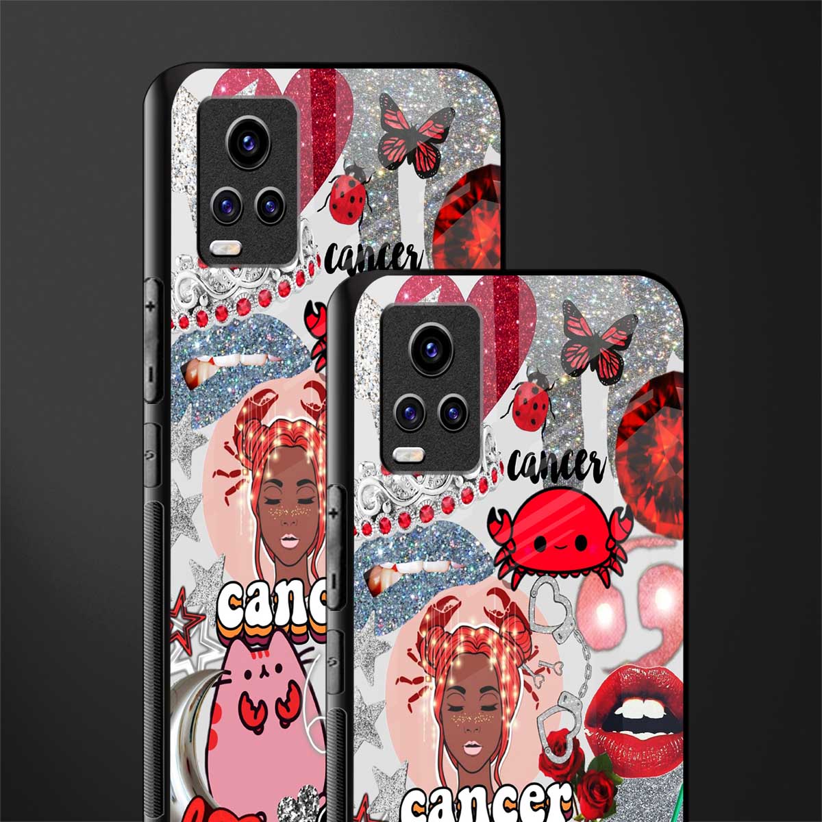 cancer aesthetic collage back phone cover | glass case for vivo v21e 4g