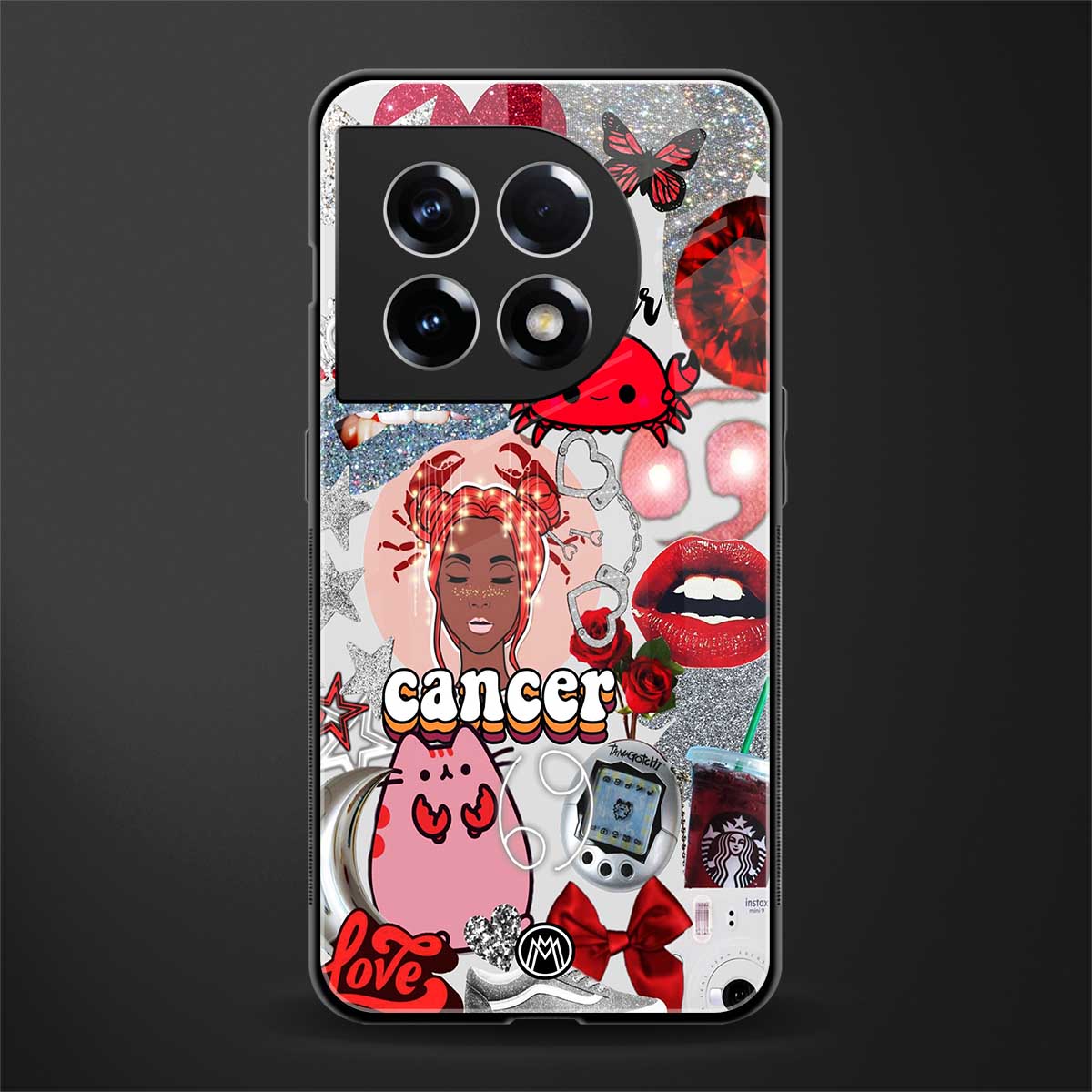 cancer aesthetic collage back phone cover | glass case for oneplus 11
