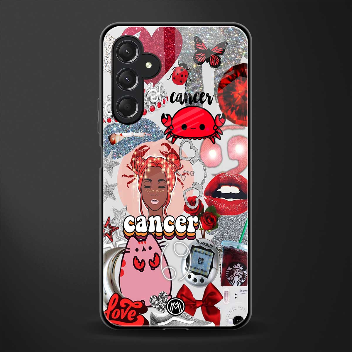 cancer aesthetic collage back phone cover | glass case for samsun galaxy a24 4g