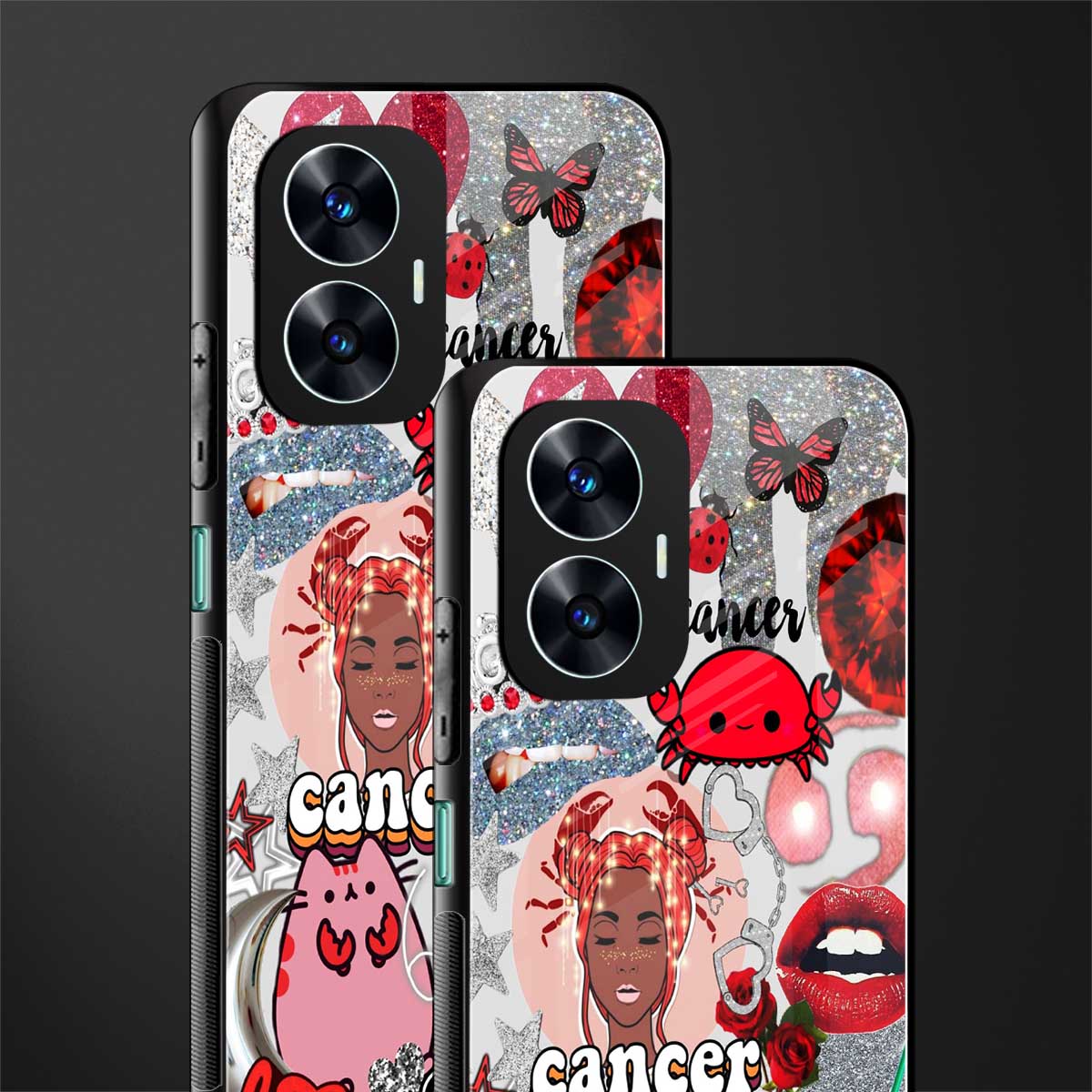 cancer aesthetic collage back phone cover | glass case for realme c55