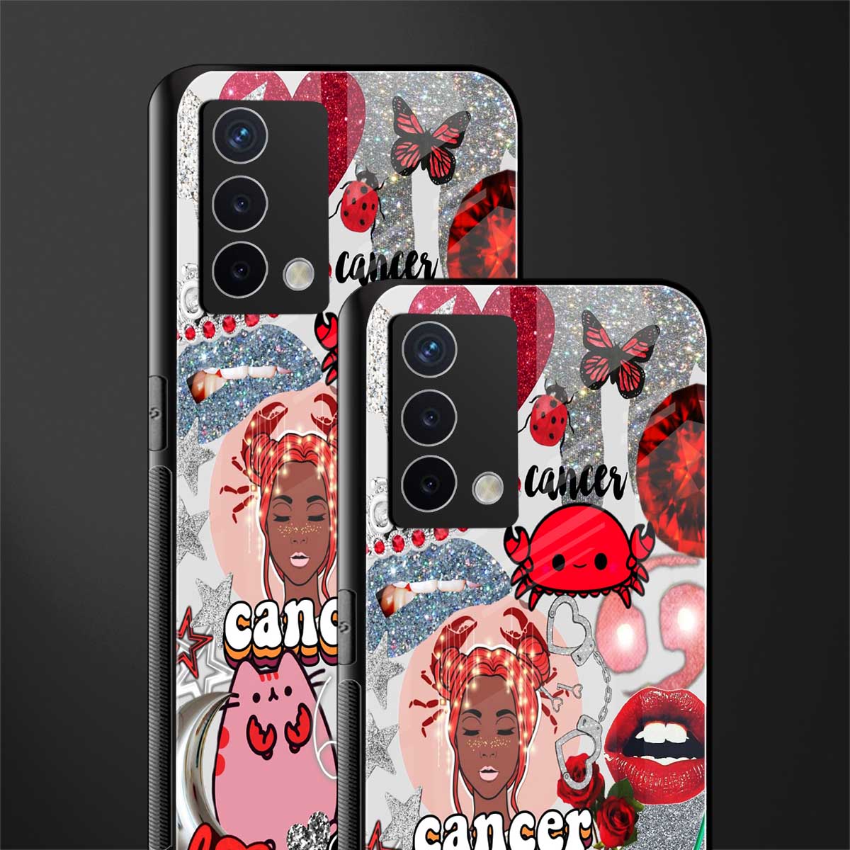 cancer aesthetic collage back phone cover | glass case for oppo a74 4g