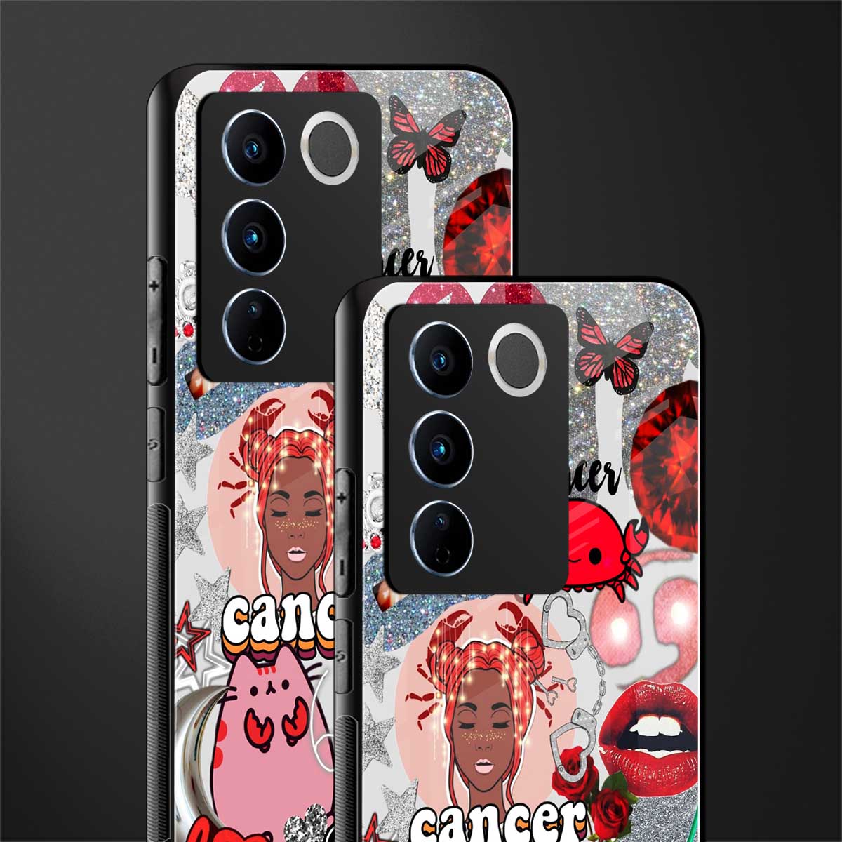 cancer aesthetic collage back phone cover | glass case for vivo v27 pro 5g
