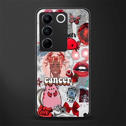 cancer aesthetic collage back phone cover | glass case for vivo v27 pro 5g
