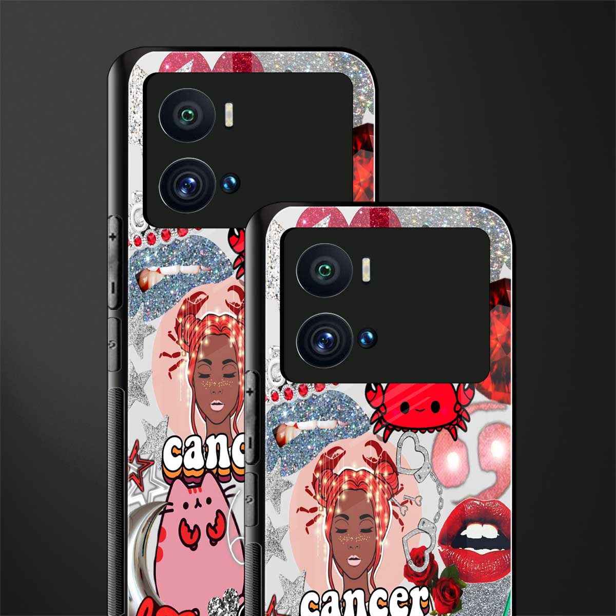 cancer aesthetic collage back phone cover | glass case for iQOO 9 Pro