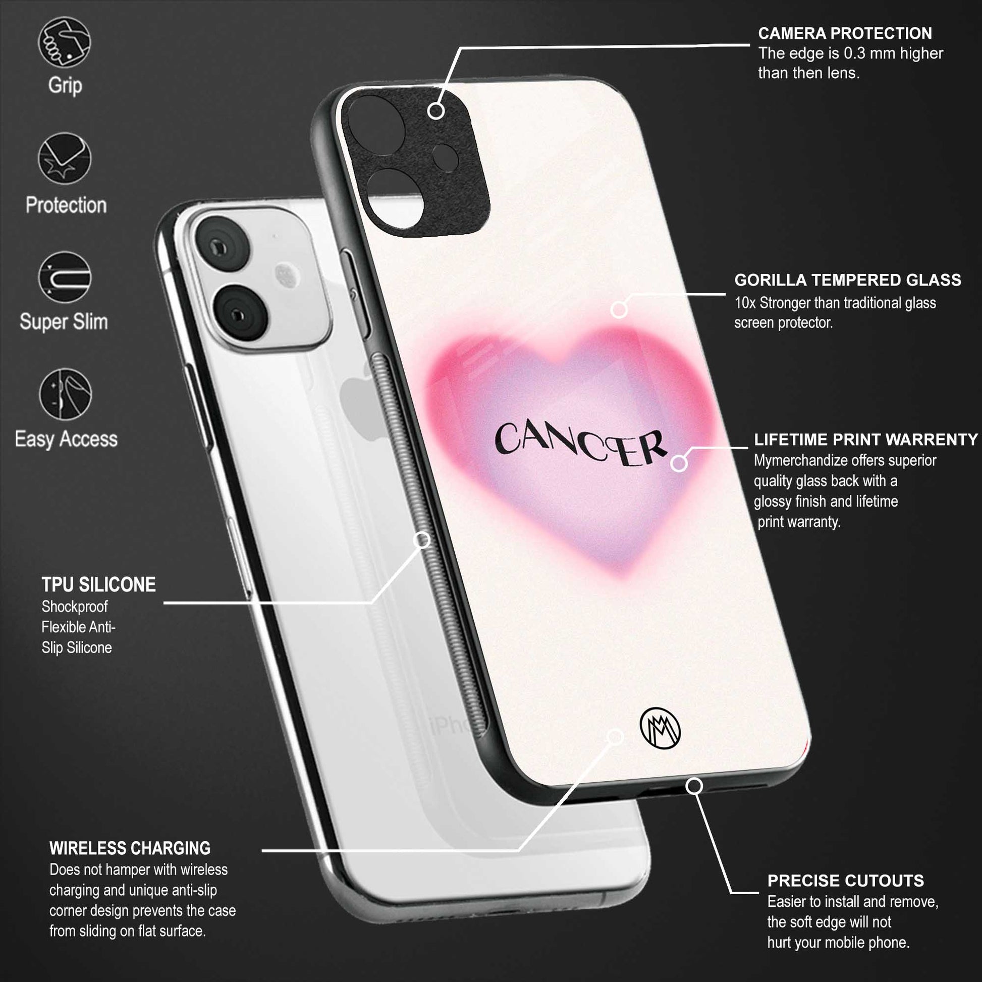 cancer minimalistic glass case for iphone 12 mini image-4