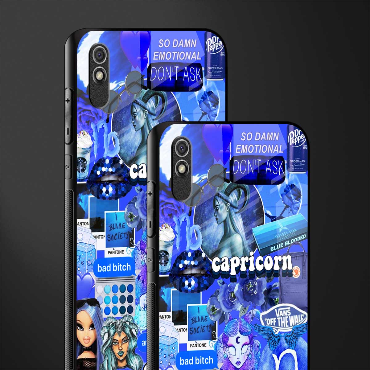 capricorn aesthetic collage glass case for redmi 9i image-2
