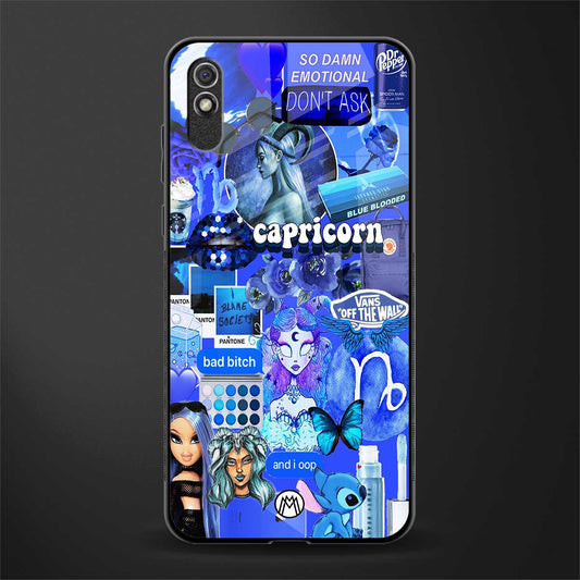 capricorn aesthetic collage glass case for redmi 9i image