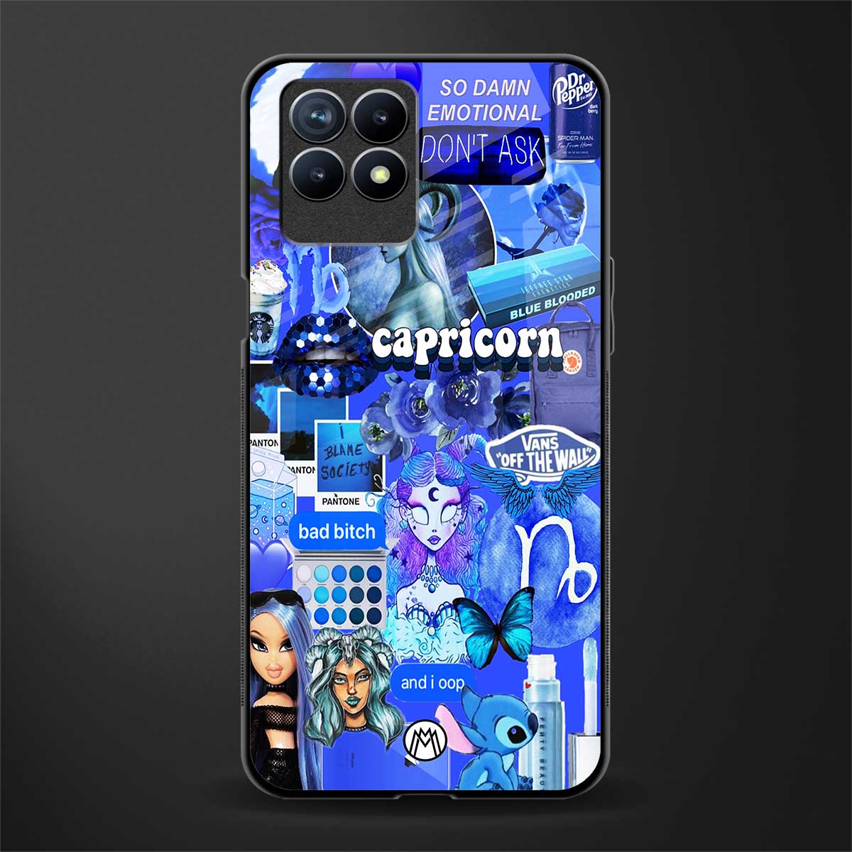 capricorn aesthetic collage glass case for realme 8i image