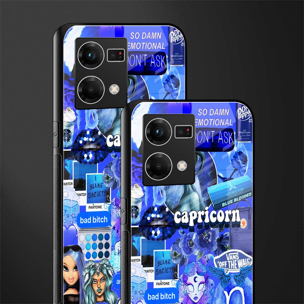 capricorn aesthetic collage back phone cover | glass case for oppo f21 pro 4g