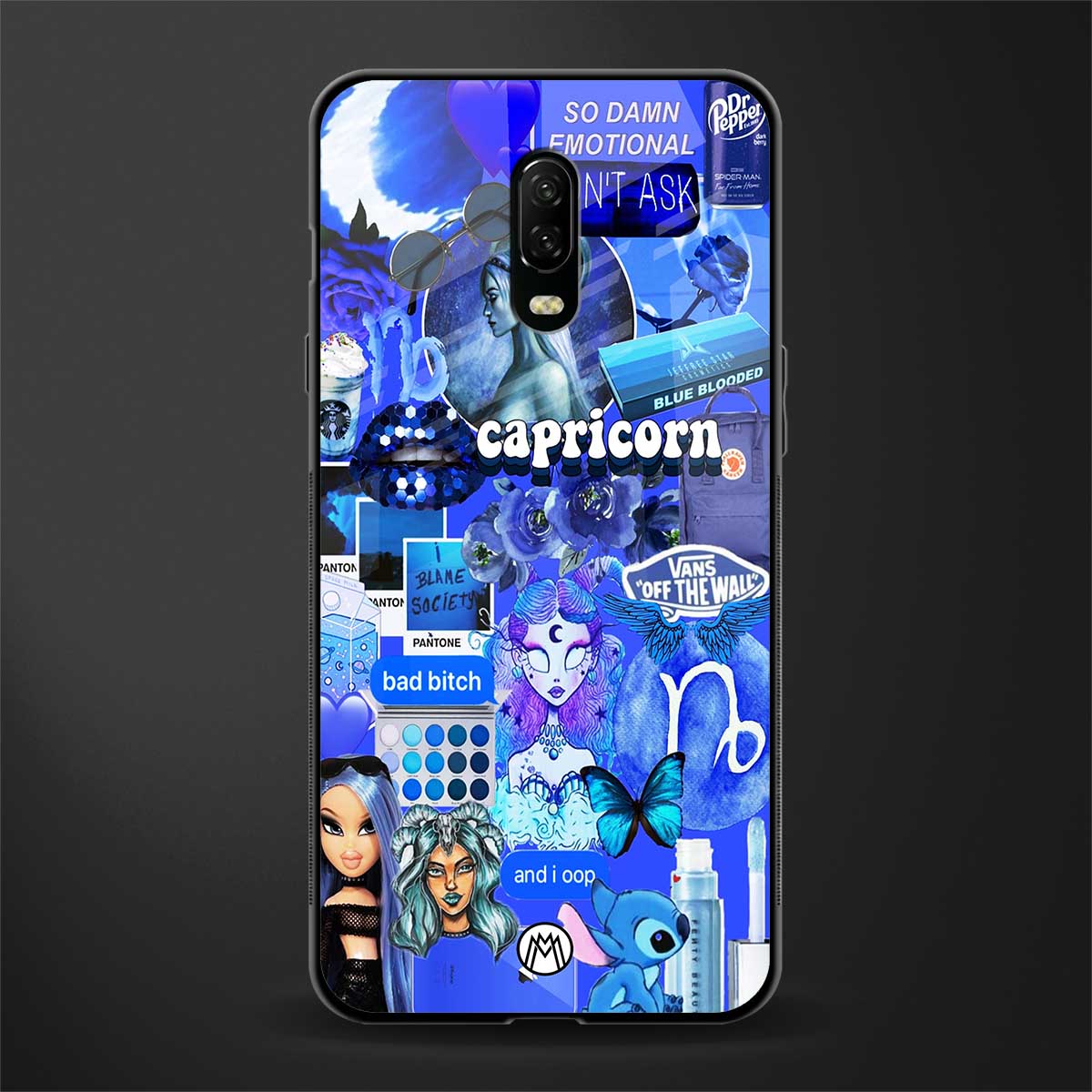 capricorn aesthetic collage glass case for oneplus 6t image