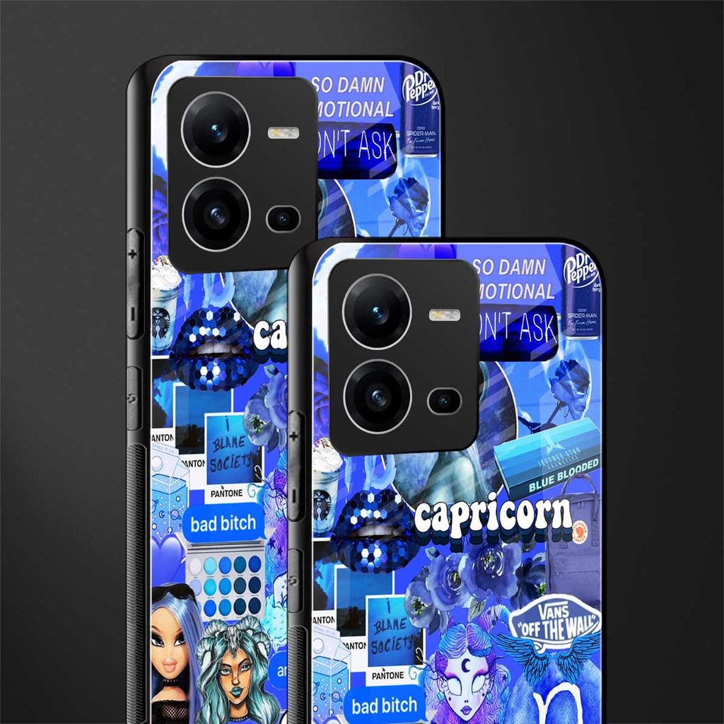 capricorn aesthetic collage back phone cover | glass case for vivo v25-5g