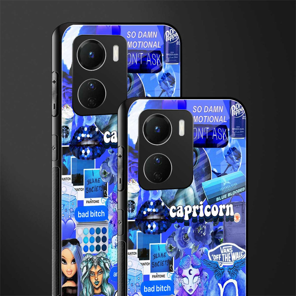 capricorn aesthetic collage back phone cover | glass case for vivo y16